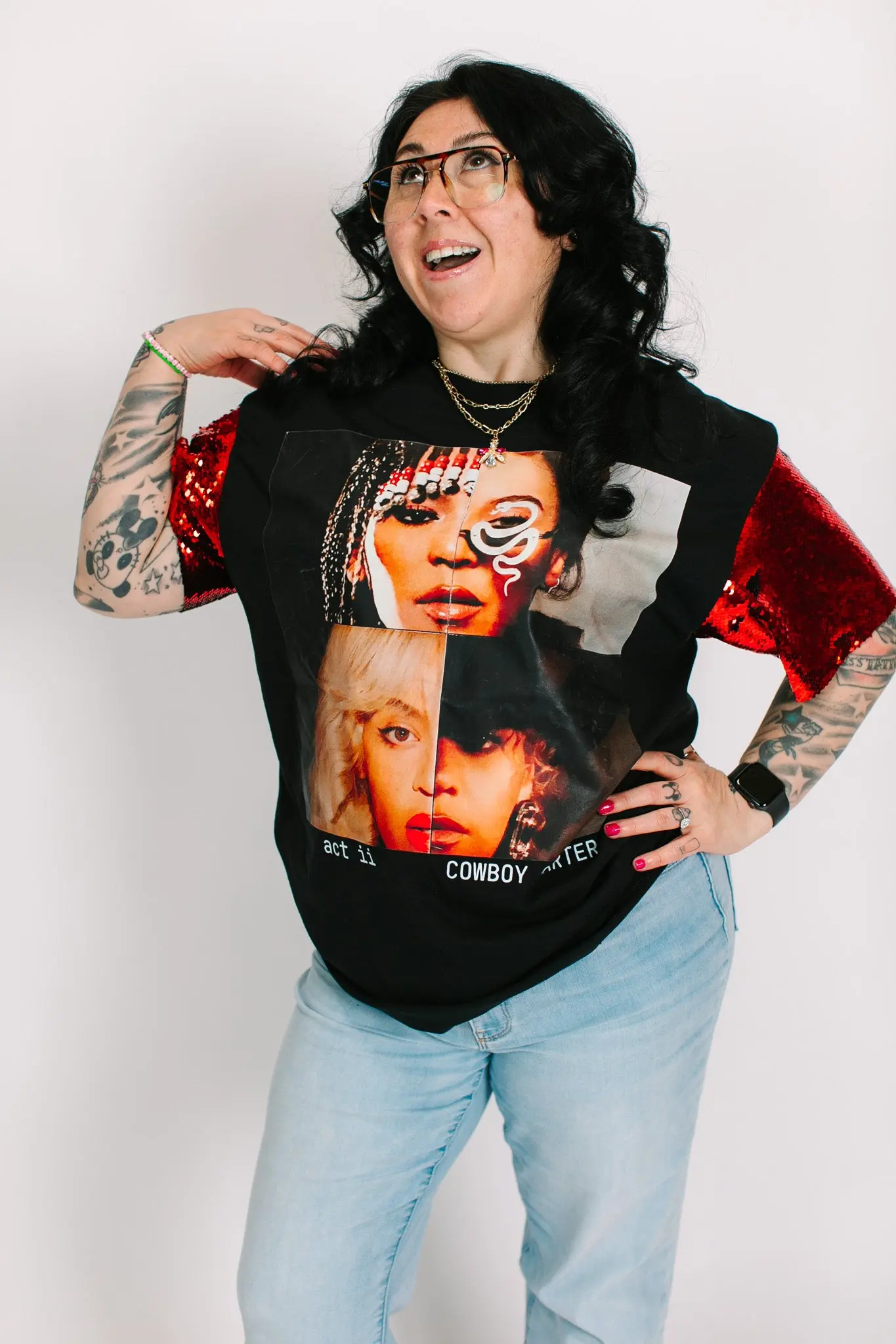 Beyonce Act ii Red Sequin Party Tee