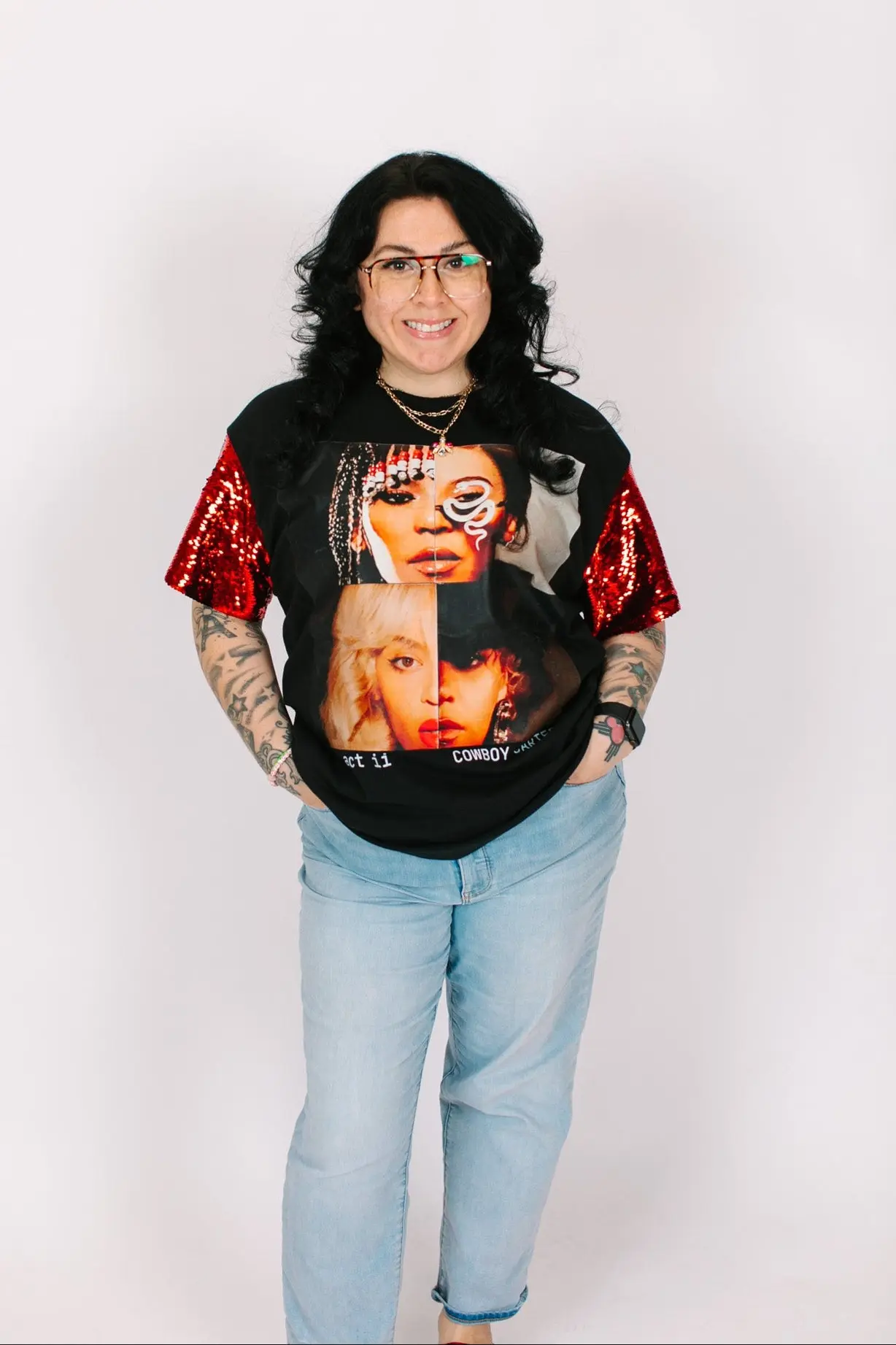 Beyonce Act ii Red Sequin Party Tee - Image 3