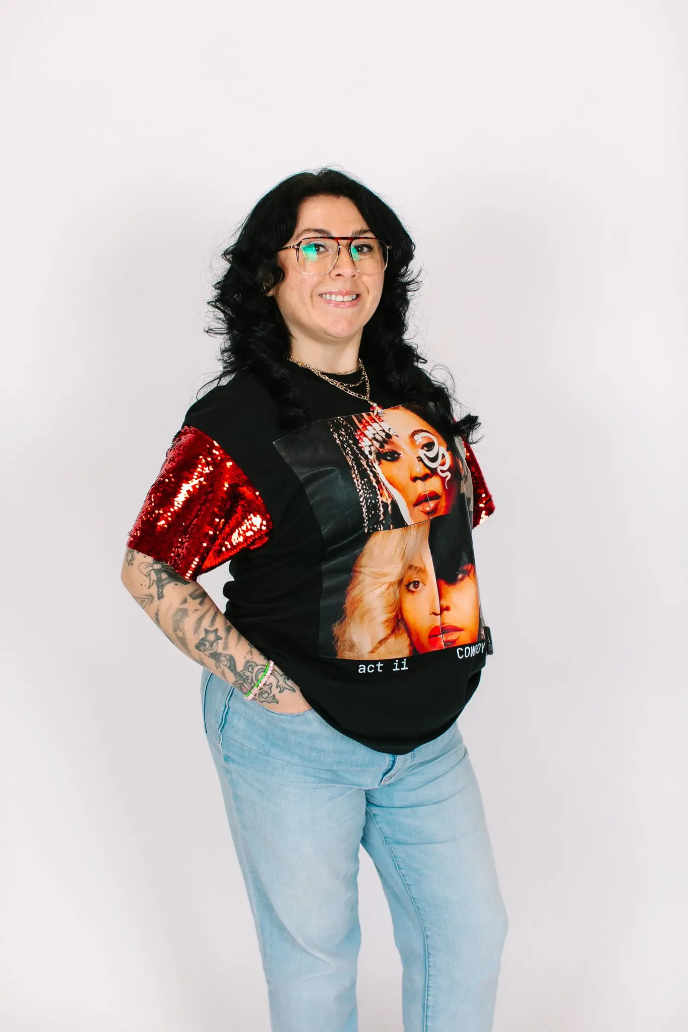 Beyonce Act ii Red Sequin Party Tee - Image 5