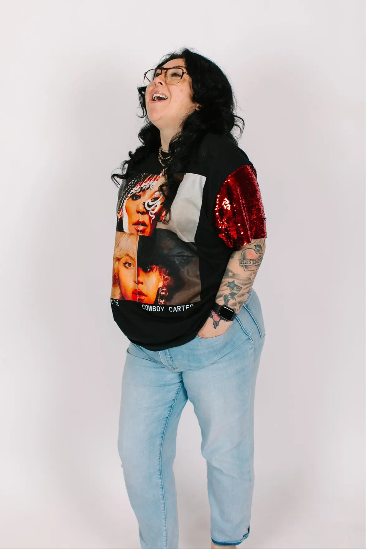 Beyonce Act ii Red Sequin Party Tee - Image 6