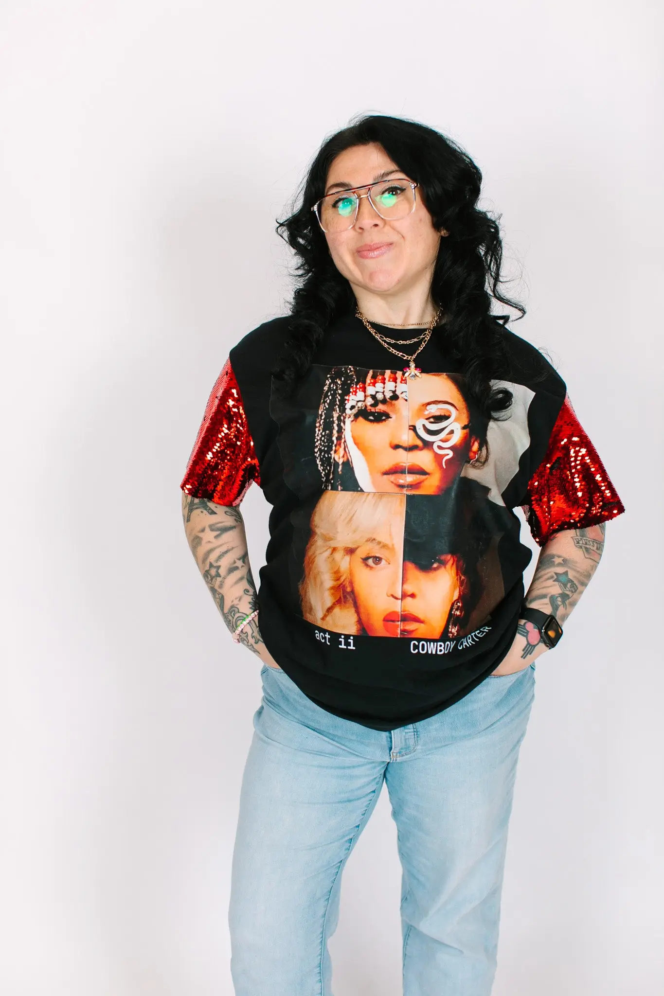 Beyonce Act ii Red Sequin Party Tee - Image 7