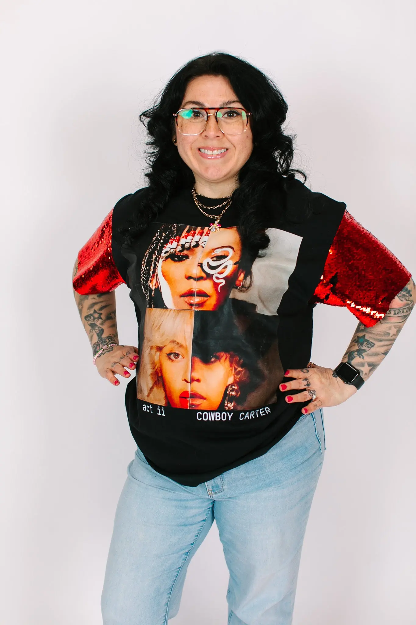 Beyonce Act ii Red Sequin Party Tee - Image 8