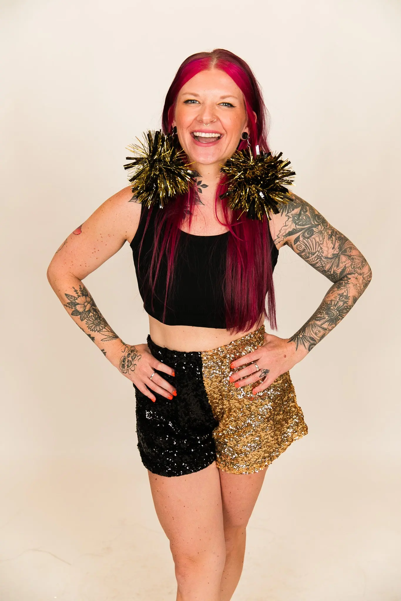 Black and Gold Sequin Shorts