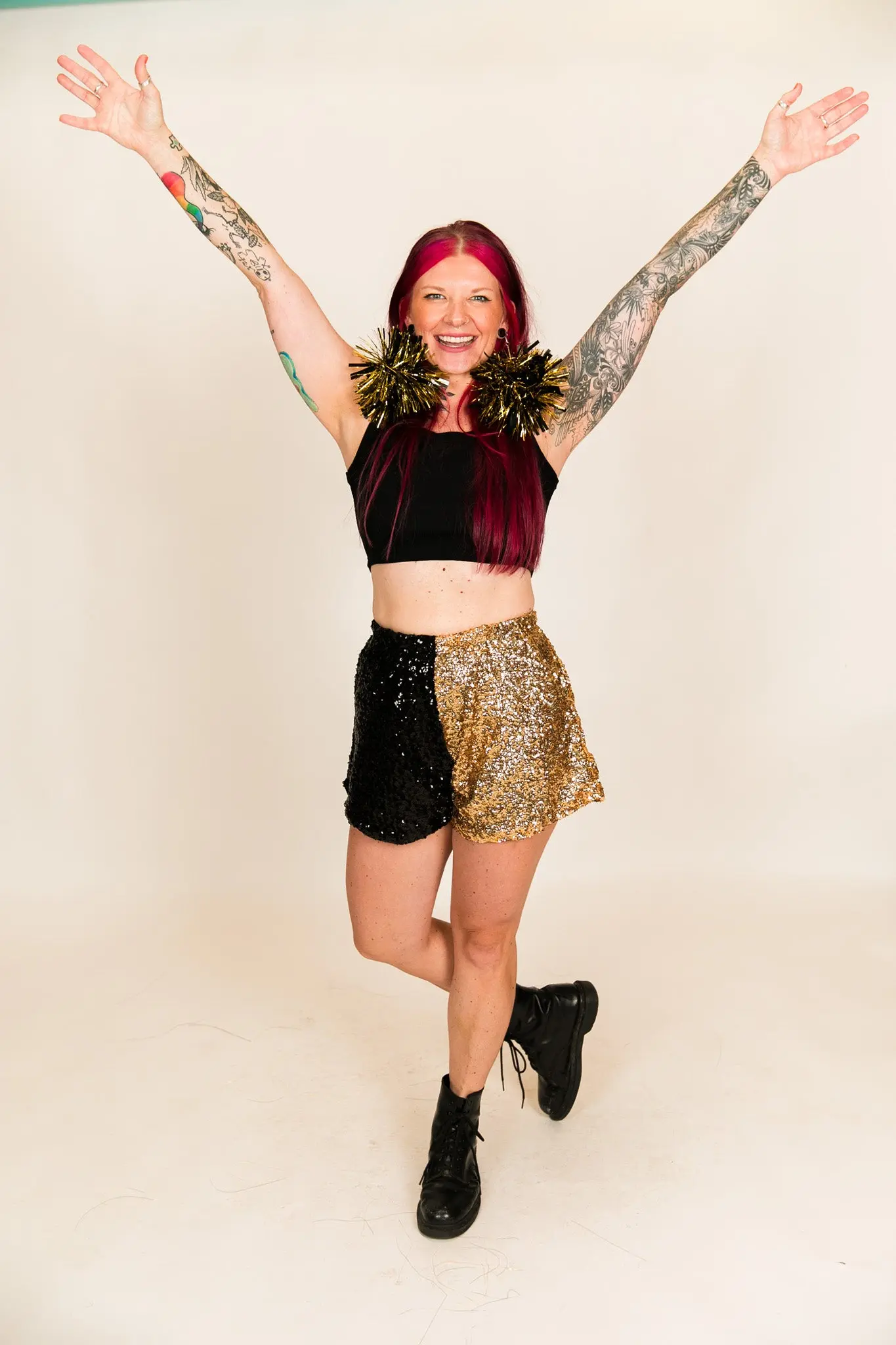 Black and Gold Sequin Shorts - Image 3
