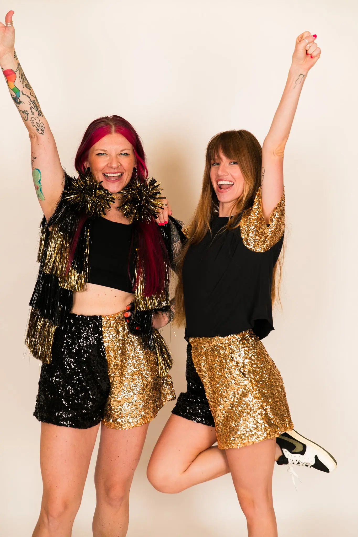 Black and Gold Sequin Shorts - Image 7