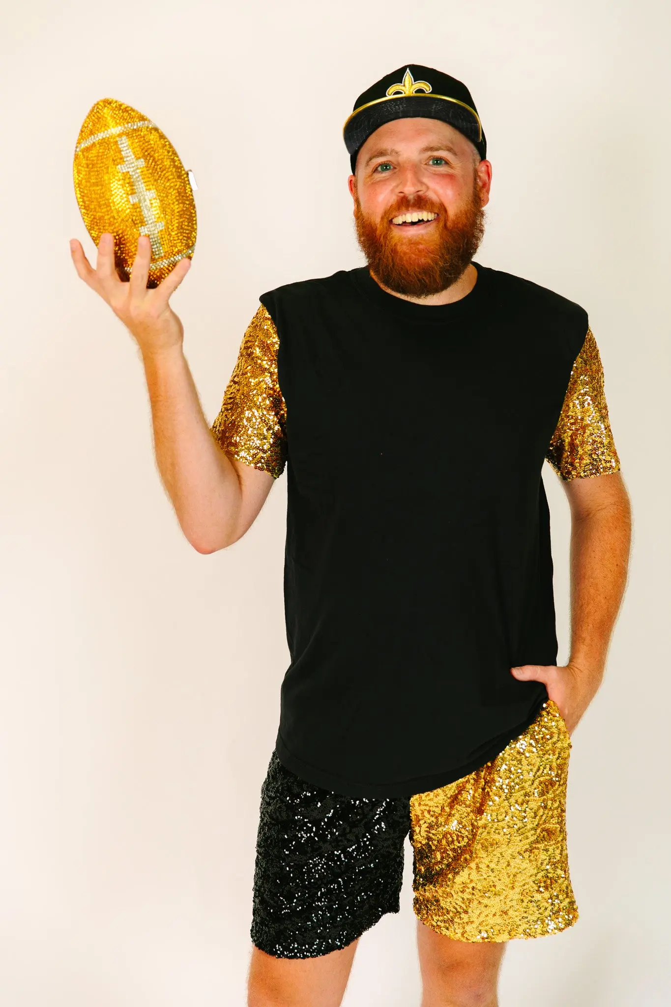 Black & Gold Daddy Sequin Shorts