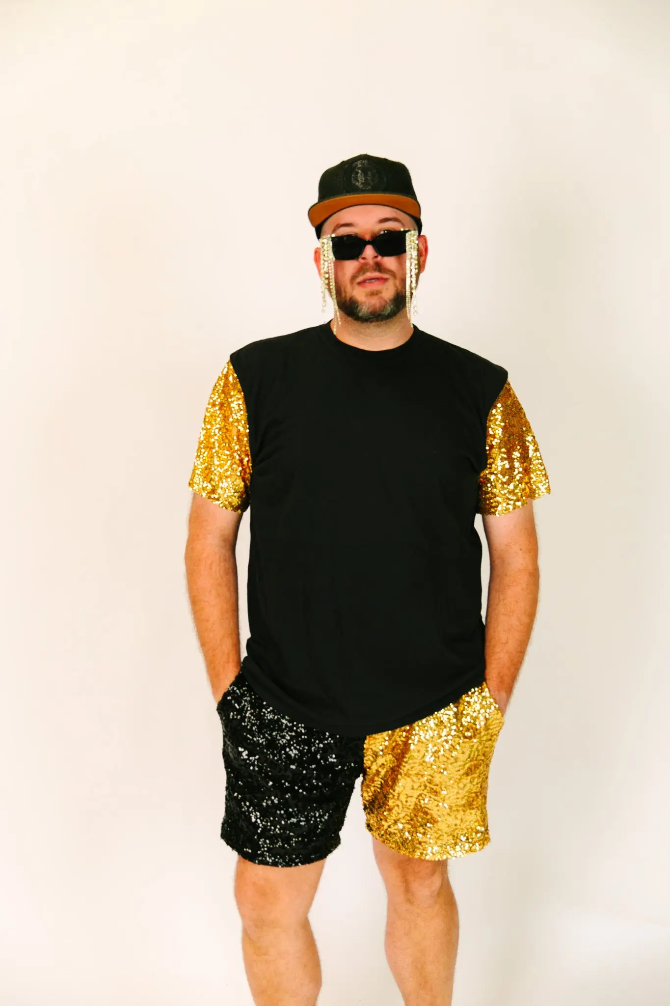Black & Gold Daddy Sequin Shorts - Image 7