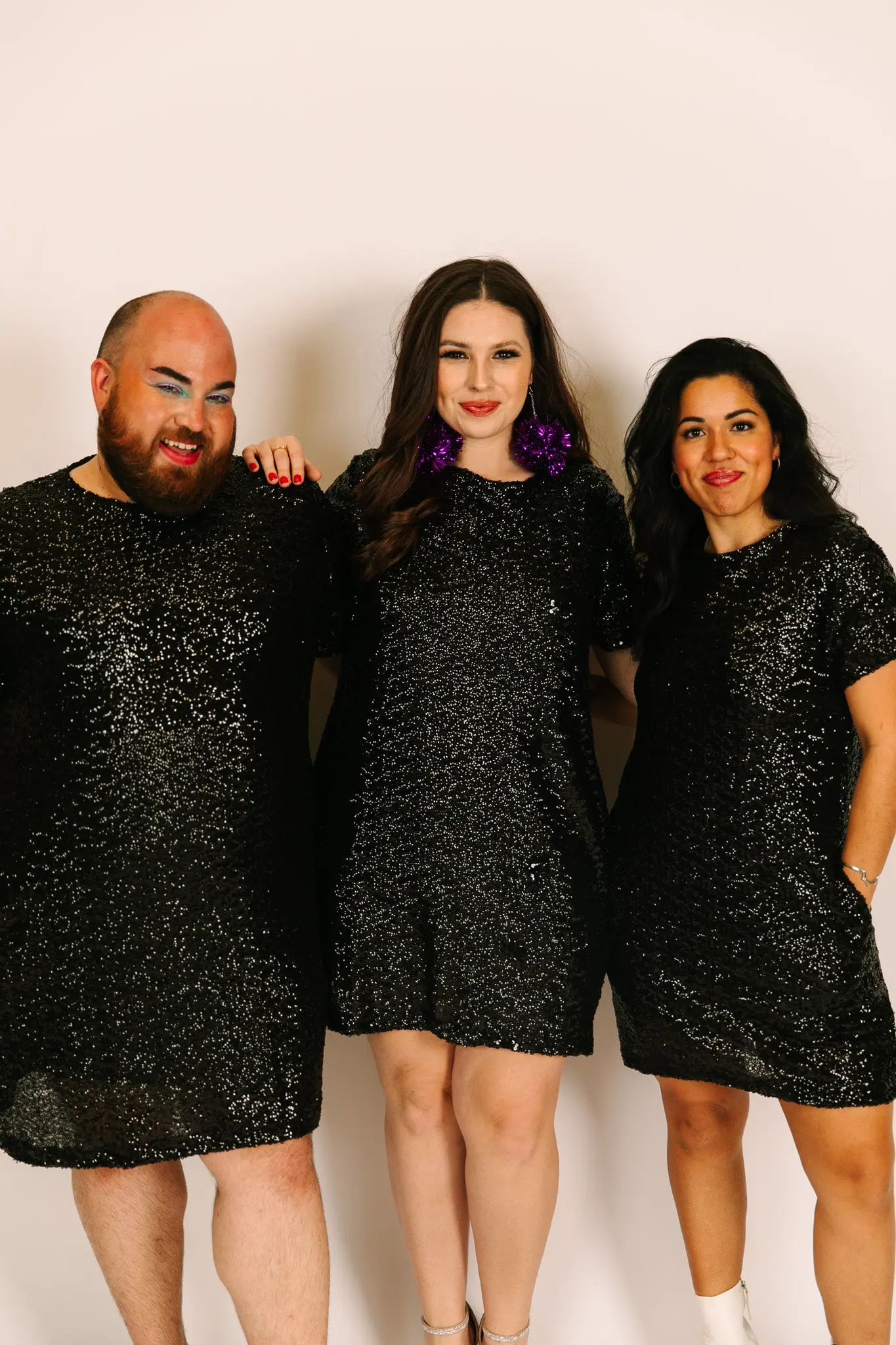 Black Sequin Crew Neck T-shirt Dress - Image 8