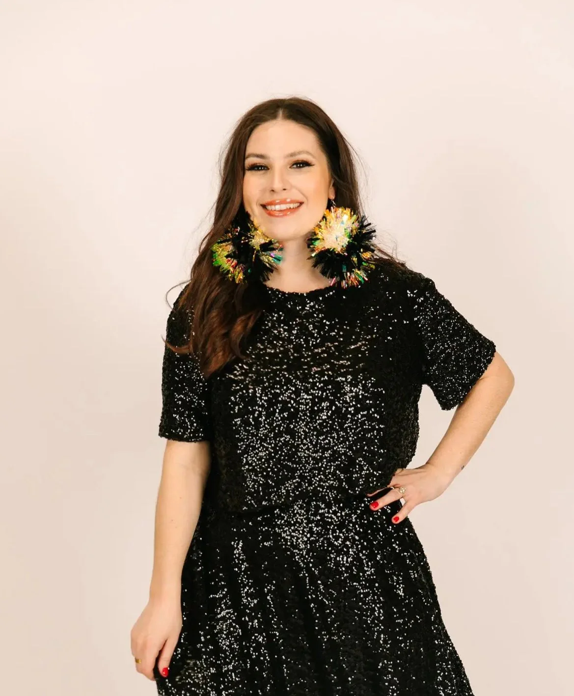 Black Sequin Crop Top