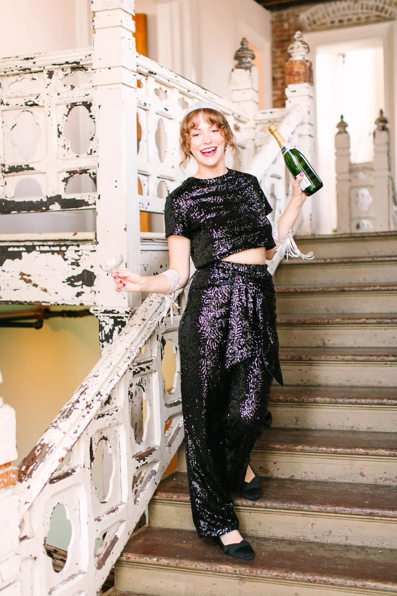 Black Sequin Crop Top - Image 10