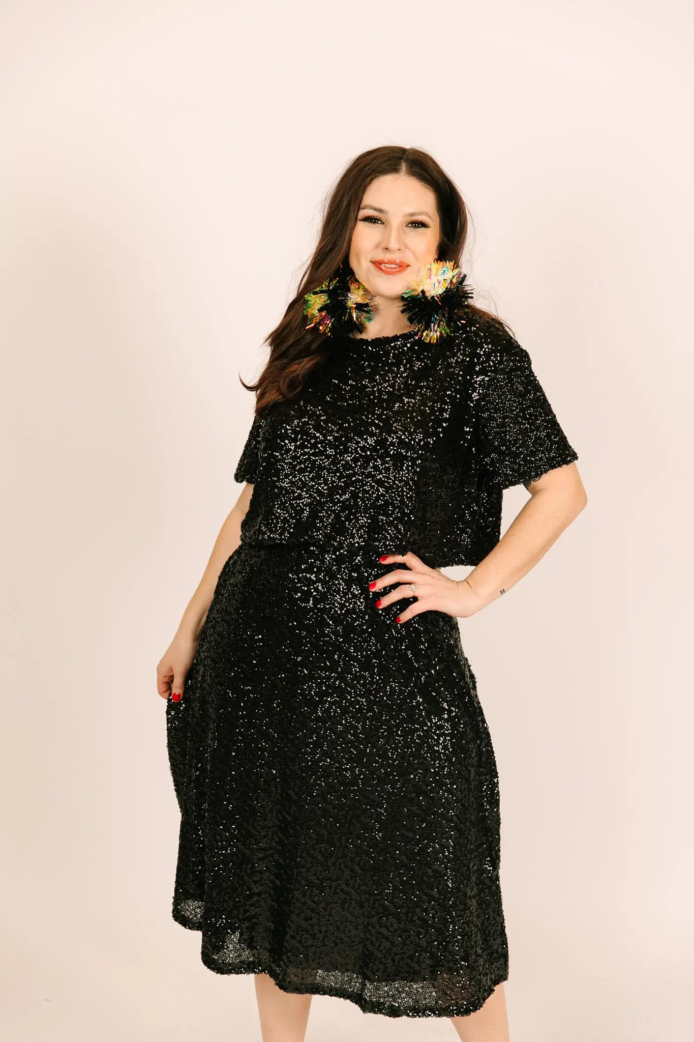 Black Sequin Crop Top - Image 11