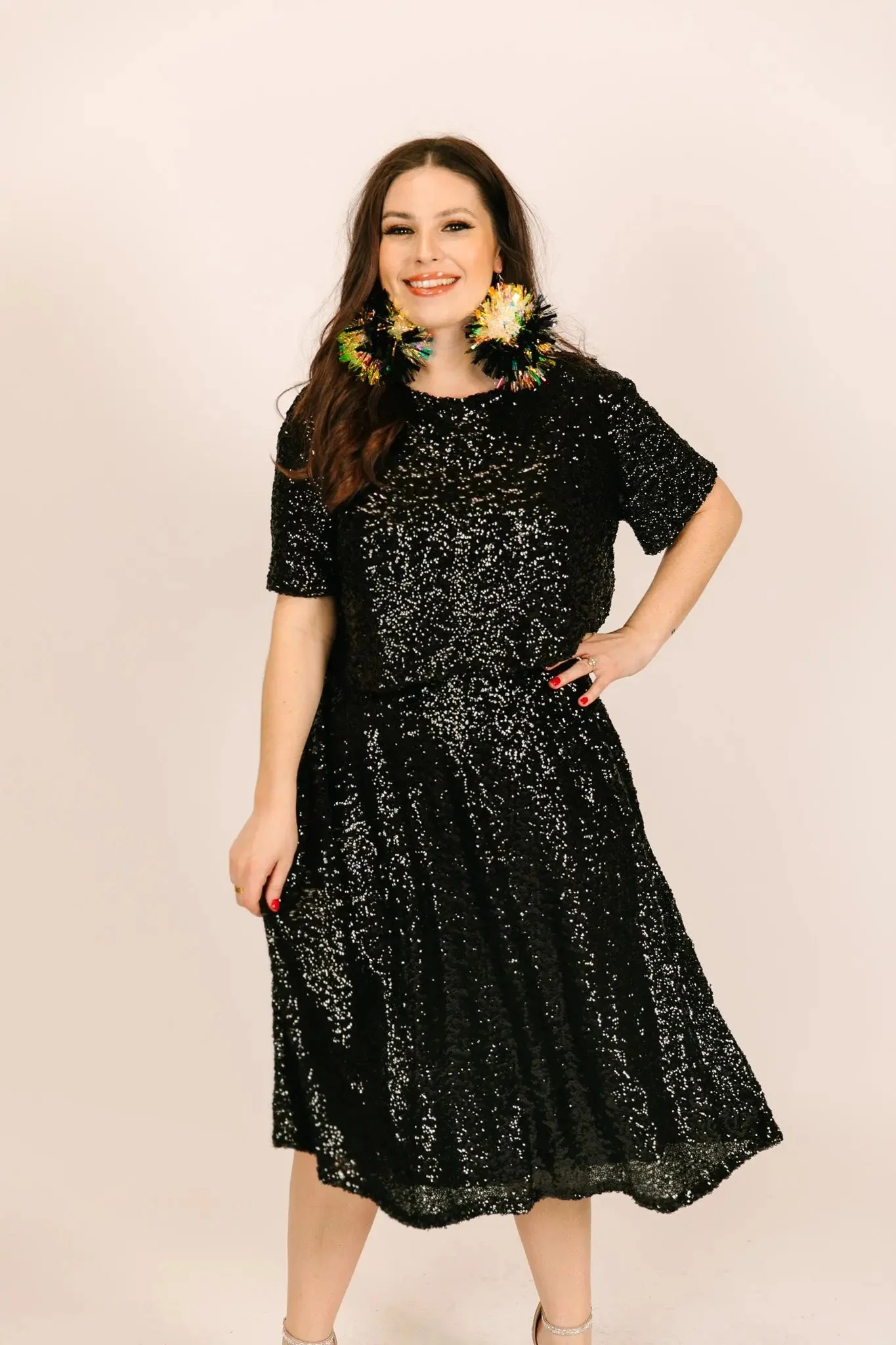 Black Sequin Crop Top - Image 9