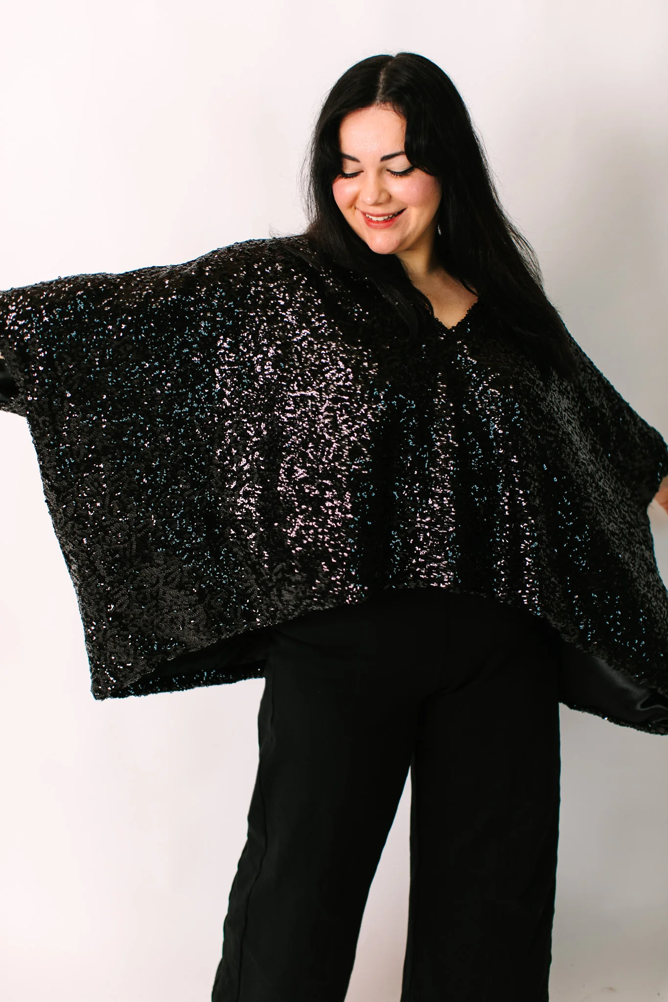 Black Sequin Tunic Satin Lined