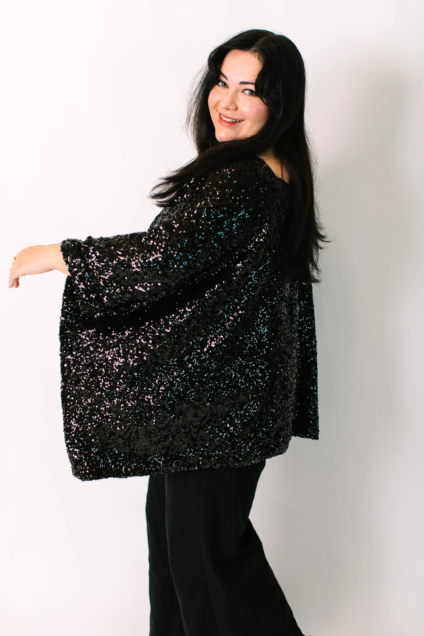 Black Sequin Tunic Satin Lined - Image 10