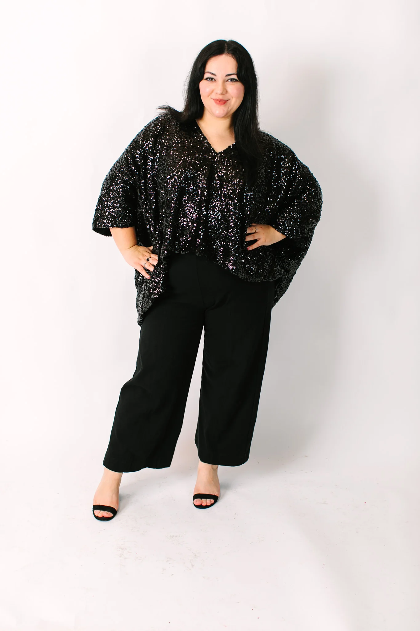 Black Sequin Tunic Satin Lined - Image 4