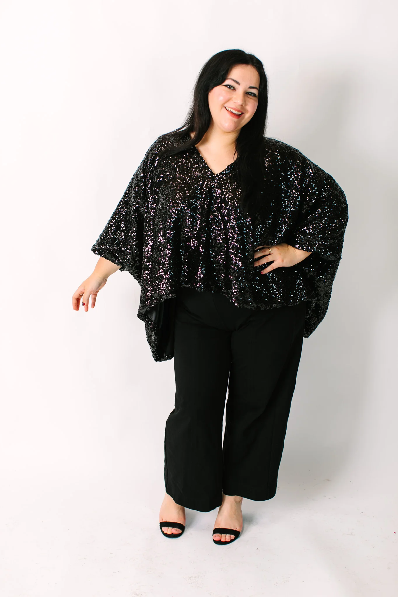 Black Sequin Tunic Satin Lined - Image 5
