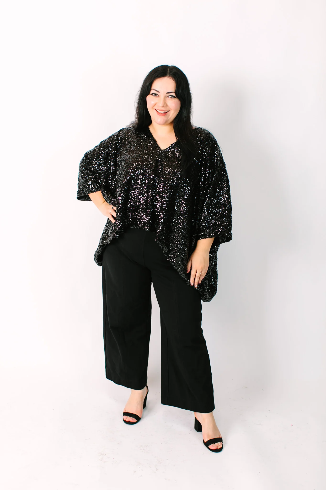 Black Sequin Tunic Satin Lined - Image 6