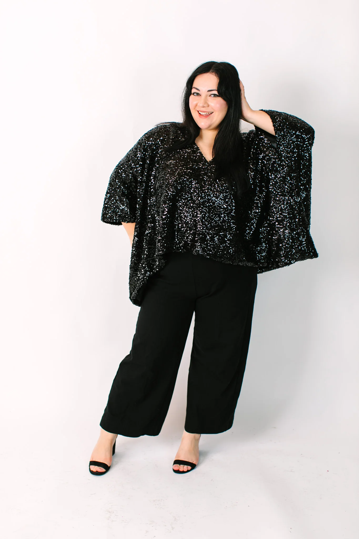 Black Sequin Tunic Satin Lined - Image 7