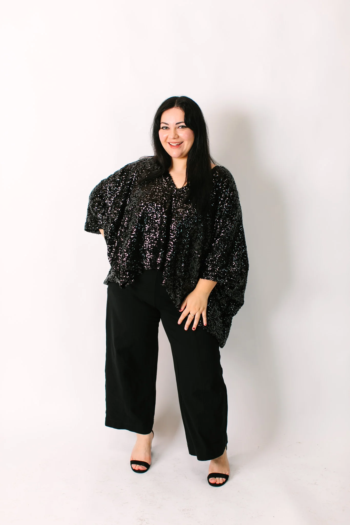 Black Sequin Tunic Satin Lined - Image 8