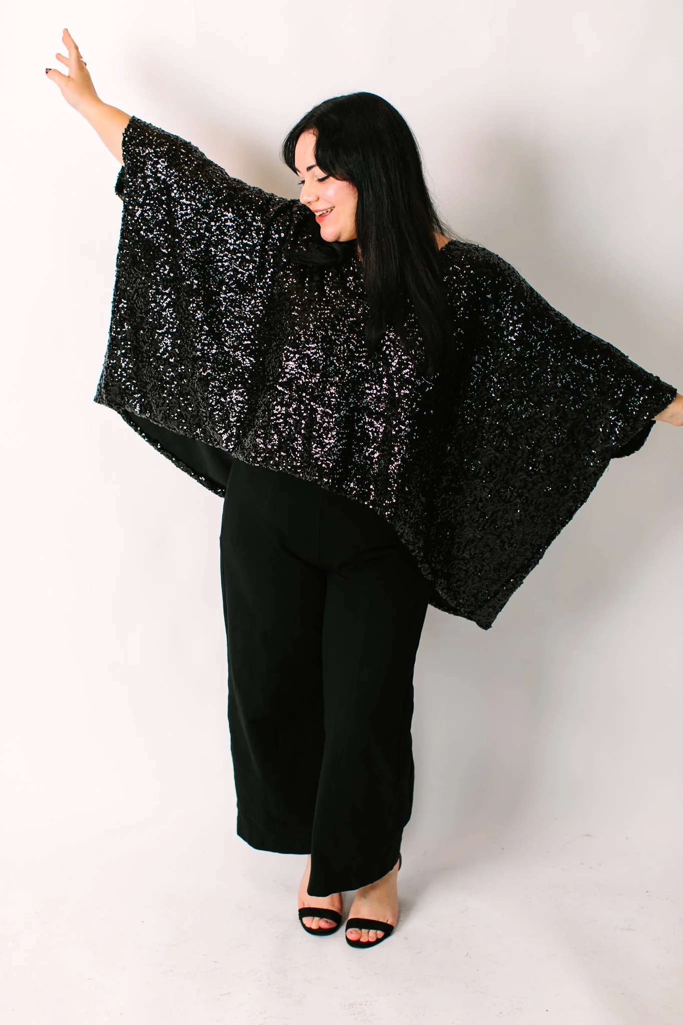 Black Sequin Tunic Satin Lined - Image 9