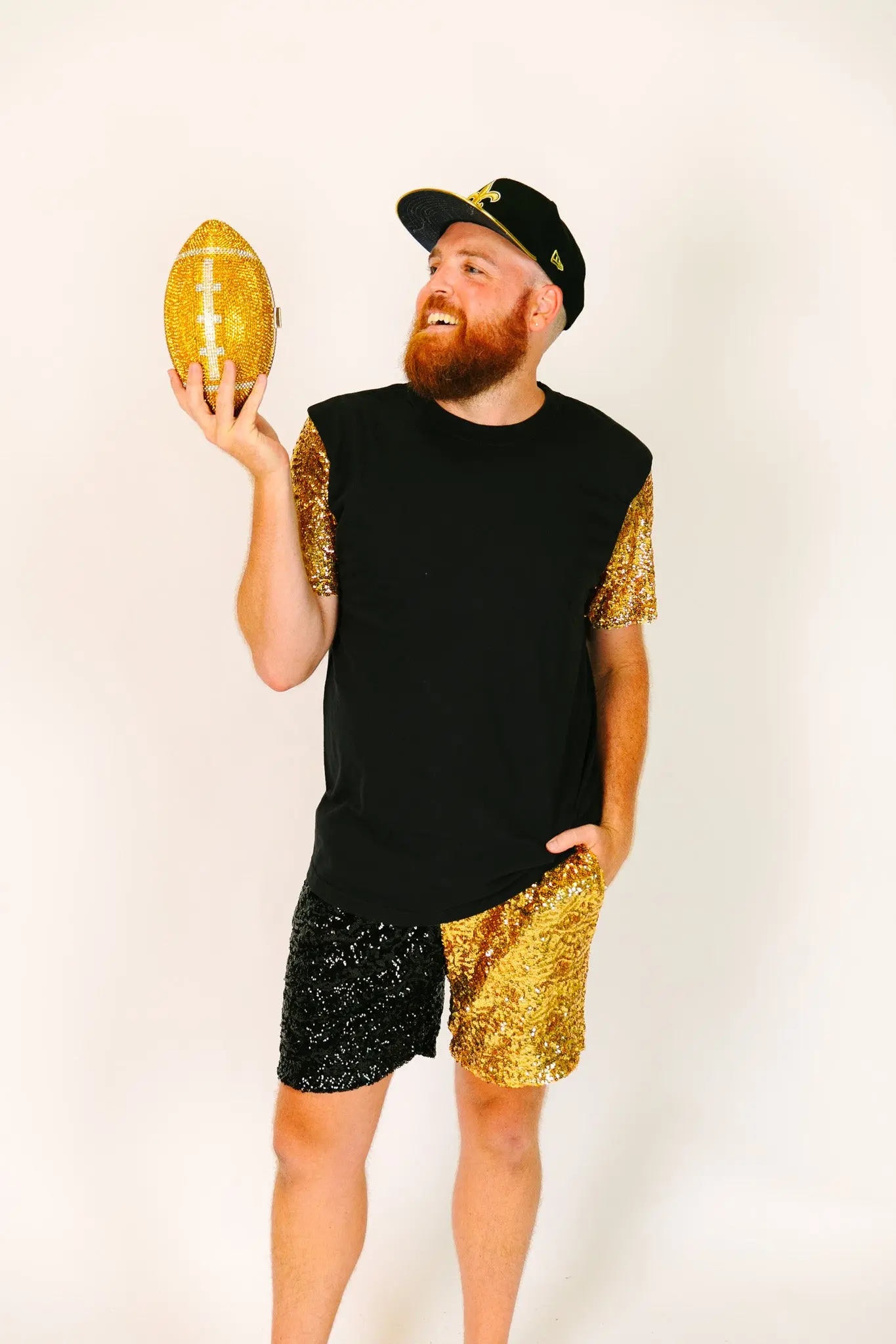 Black Tee With Gold Sequin Party Tee - Image 7