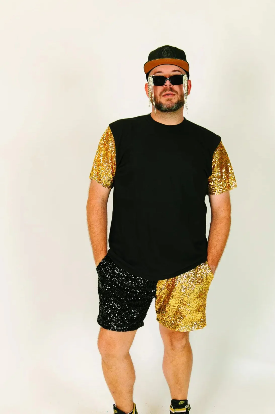 Black Tee With Gold Sequin Party Tee - Image 8