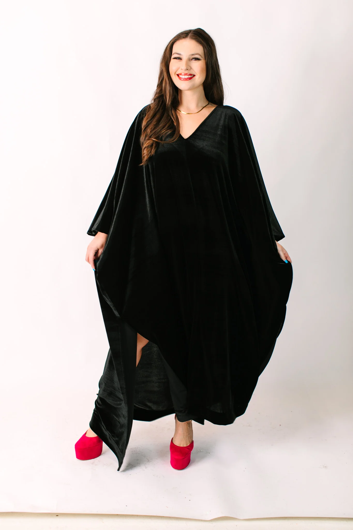 Black Velvet Long Caftan - Image 10