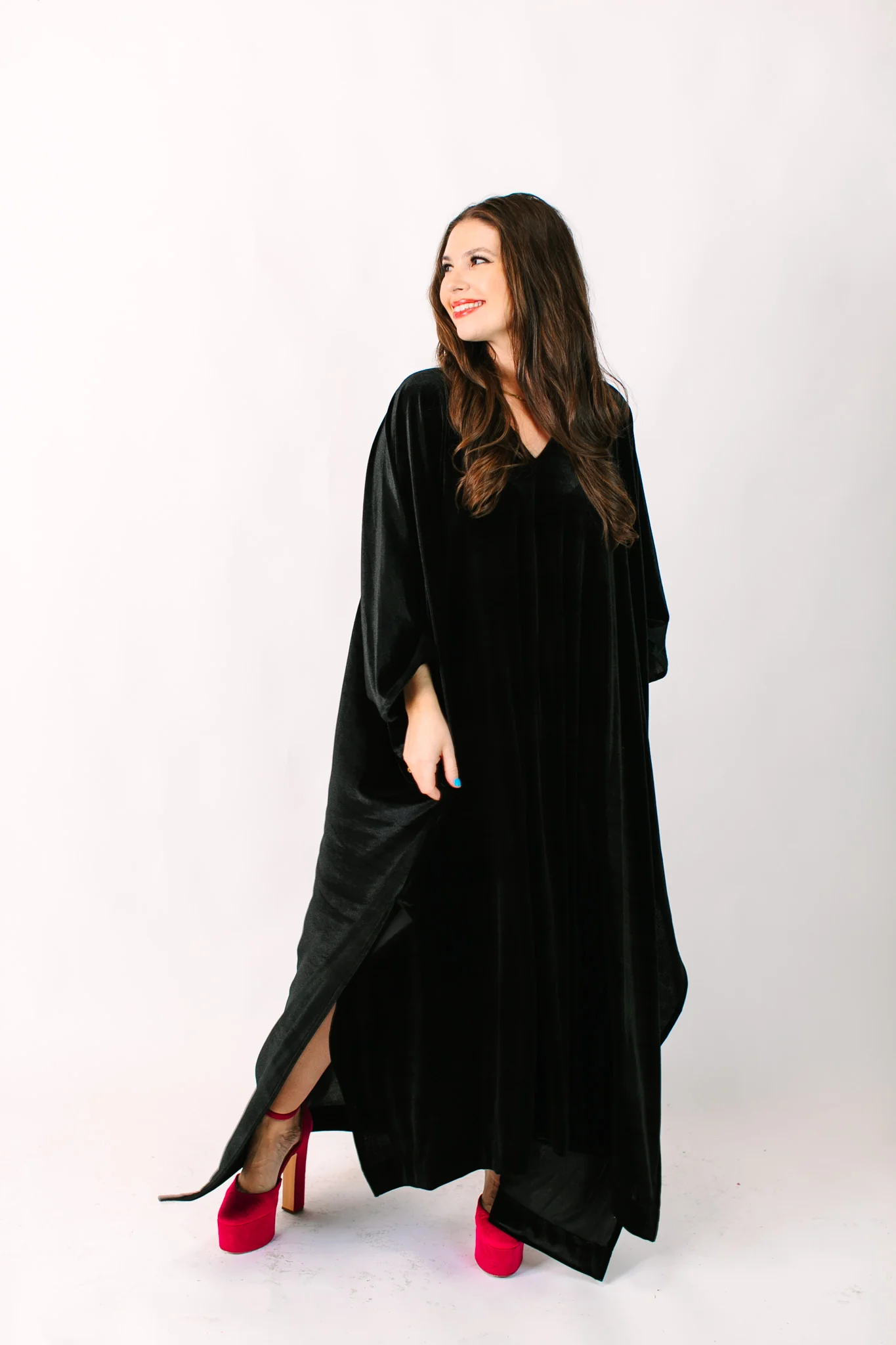 Black Velvet Long Caftan - Image 4