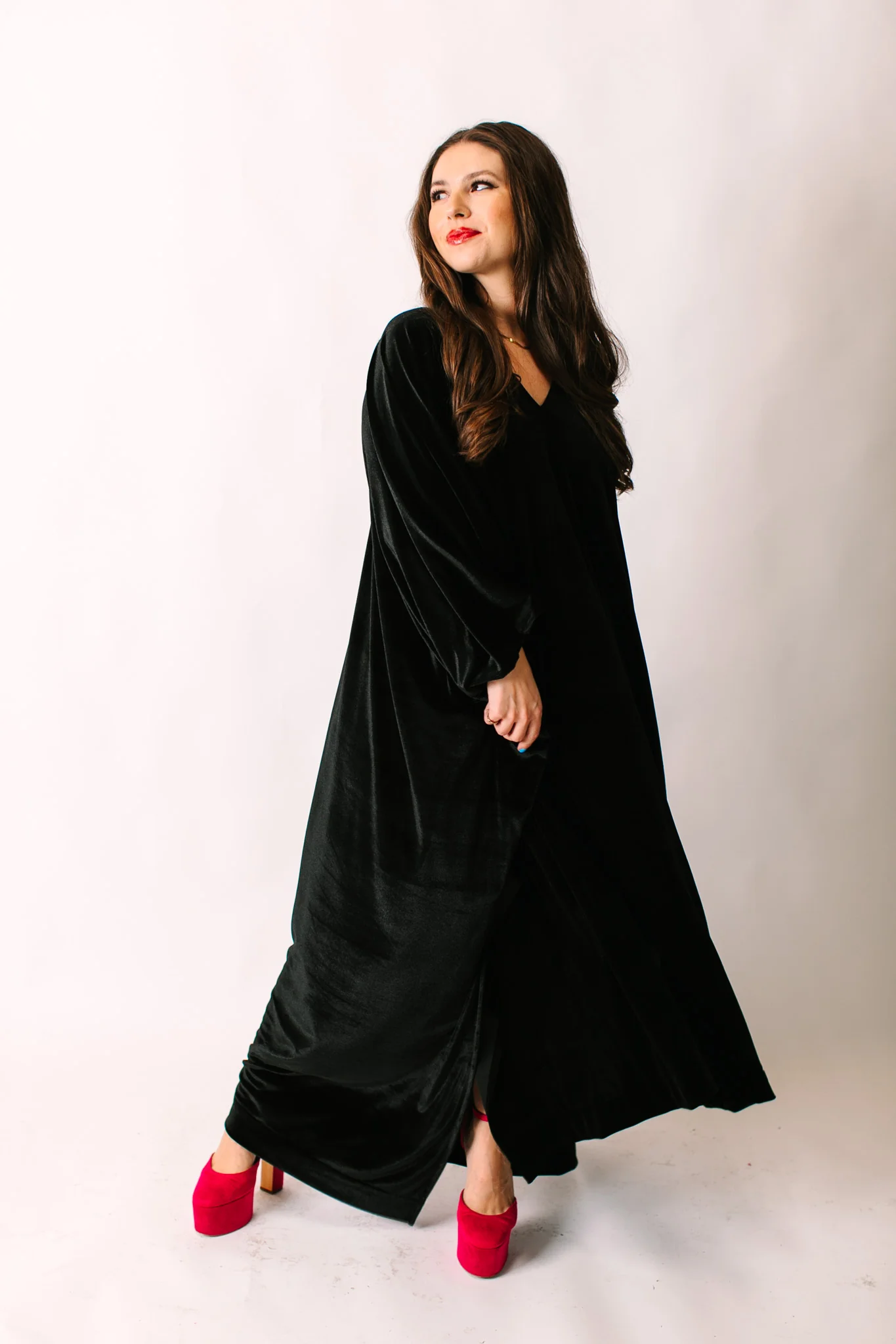 Black Velvet Long Caftan - Image 8