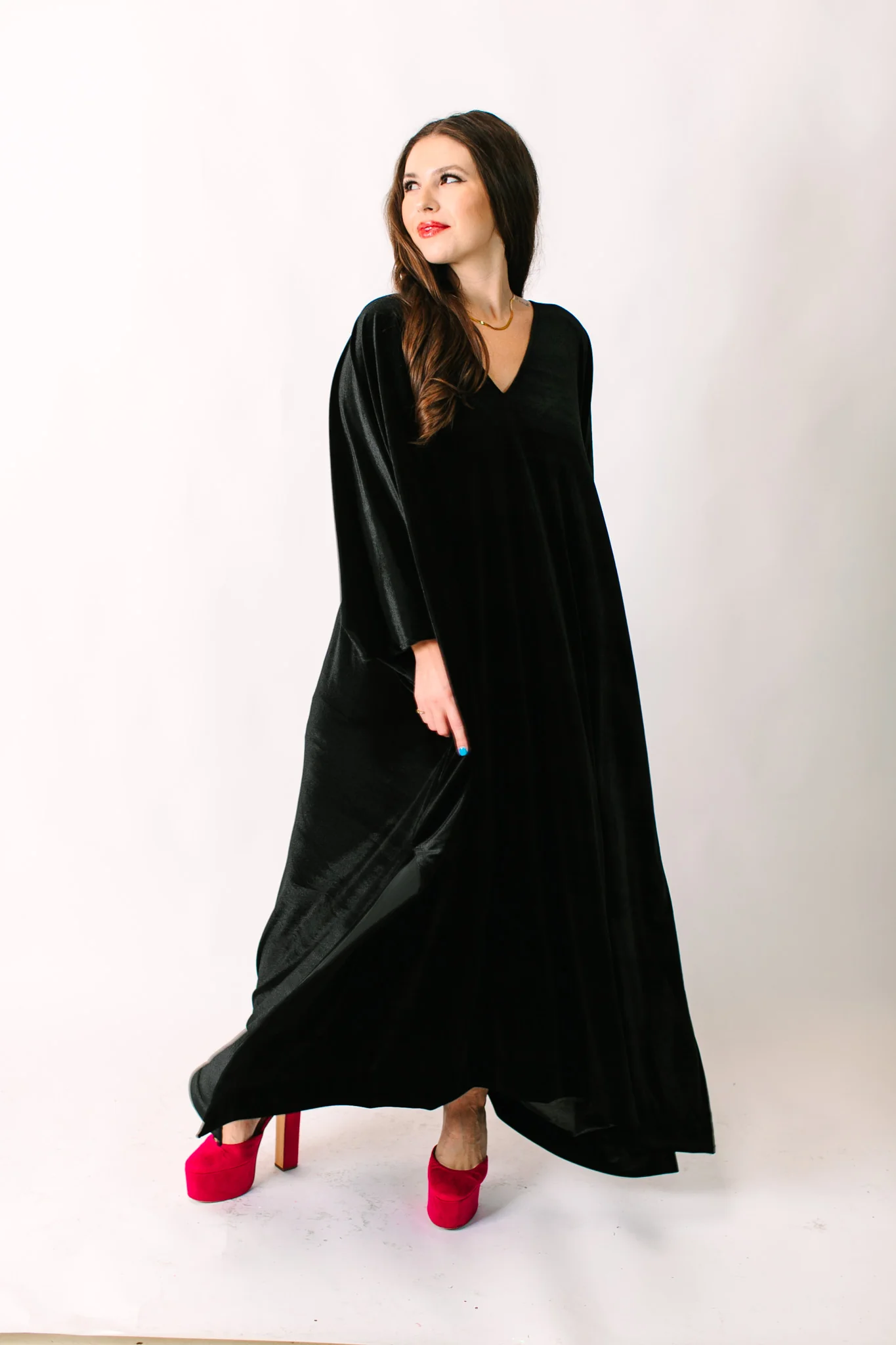 Black Velvet Long Caftan - Image 9