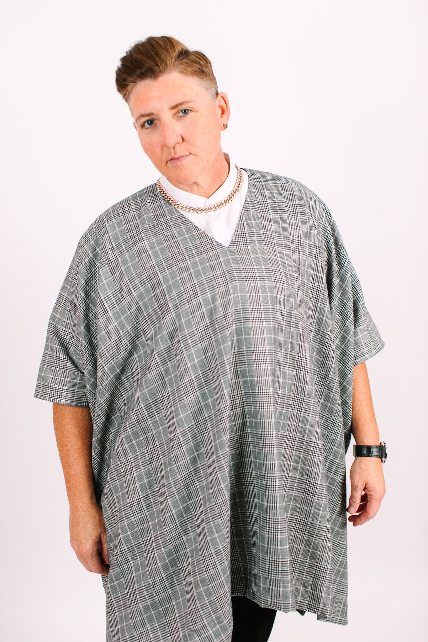 Black & White Check Short Caftan - Image 11