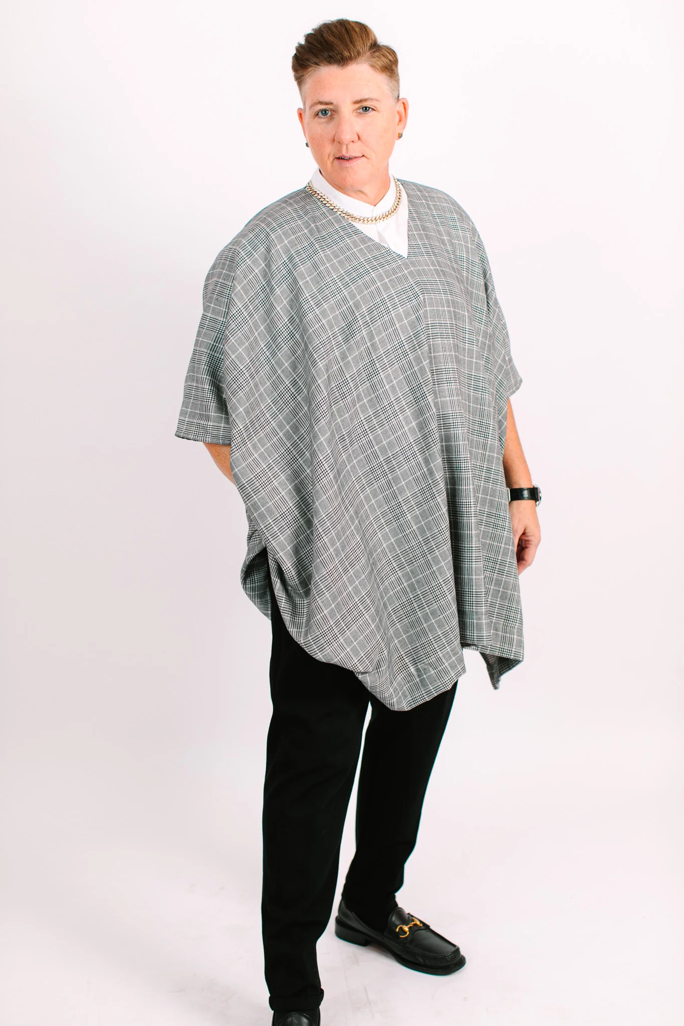 Black & White Check Short Caftan - Image 4