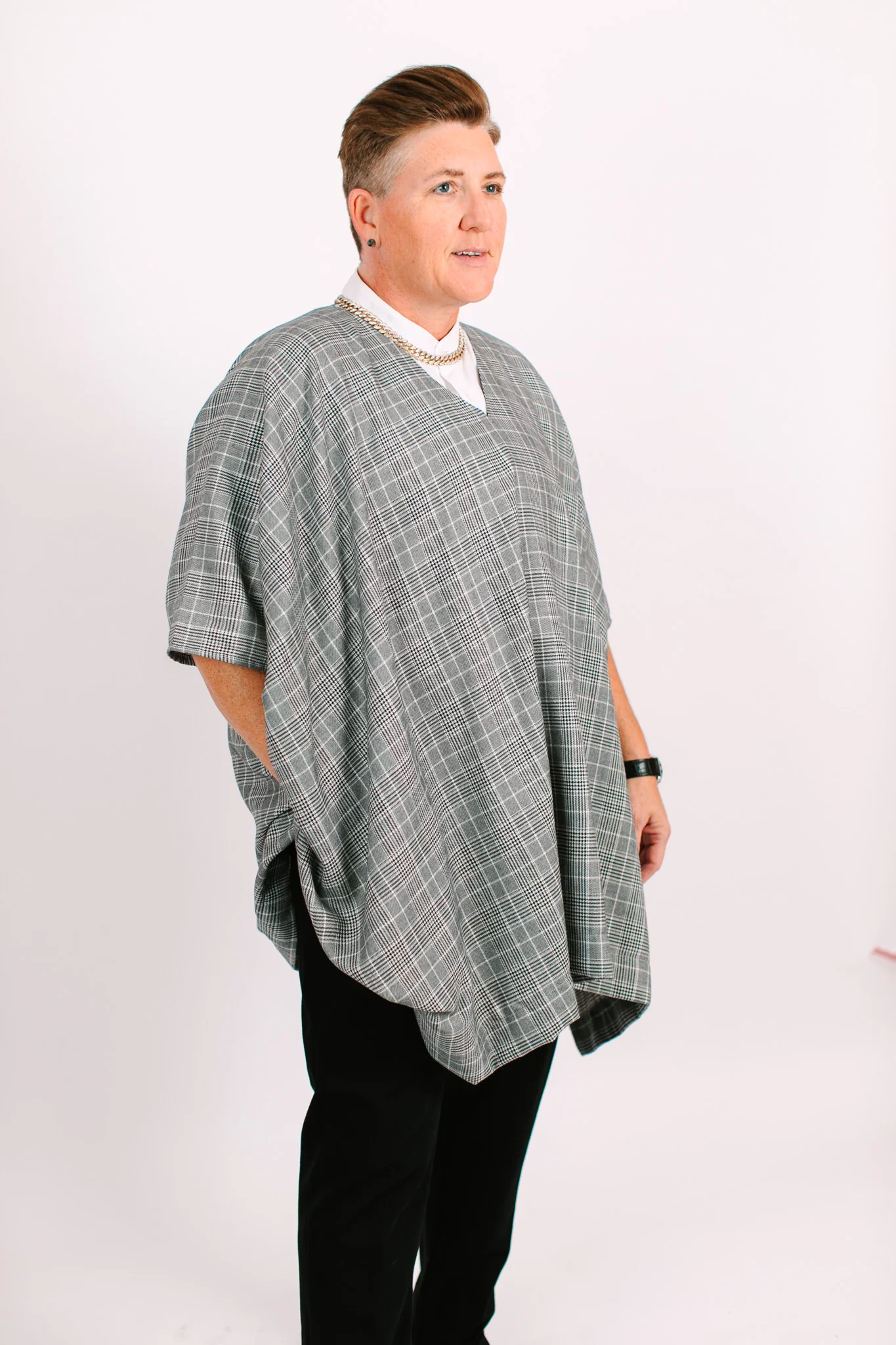 Black & White Check Short Caftan - Image 5