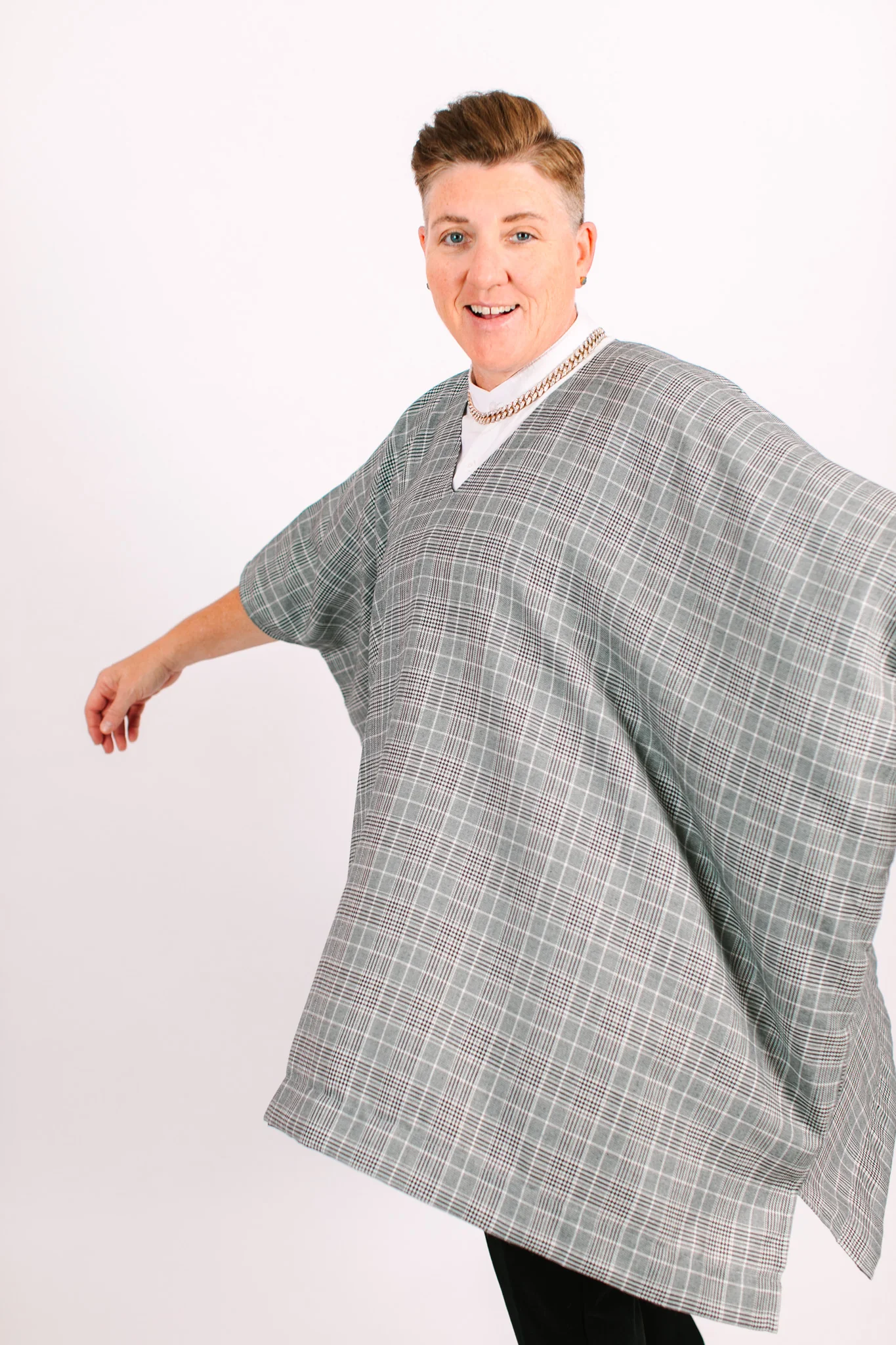 Black & White Check Short Caftan - Image 8