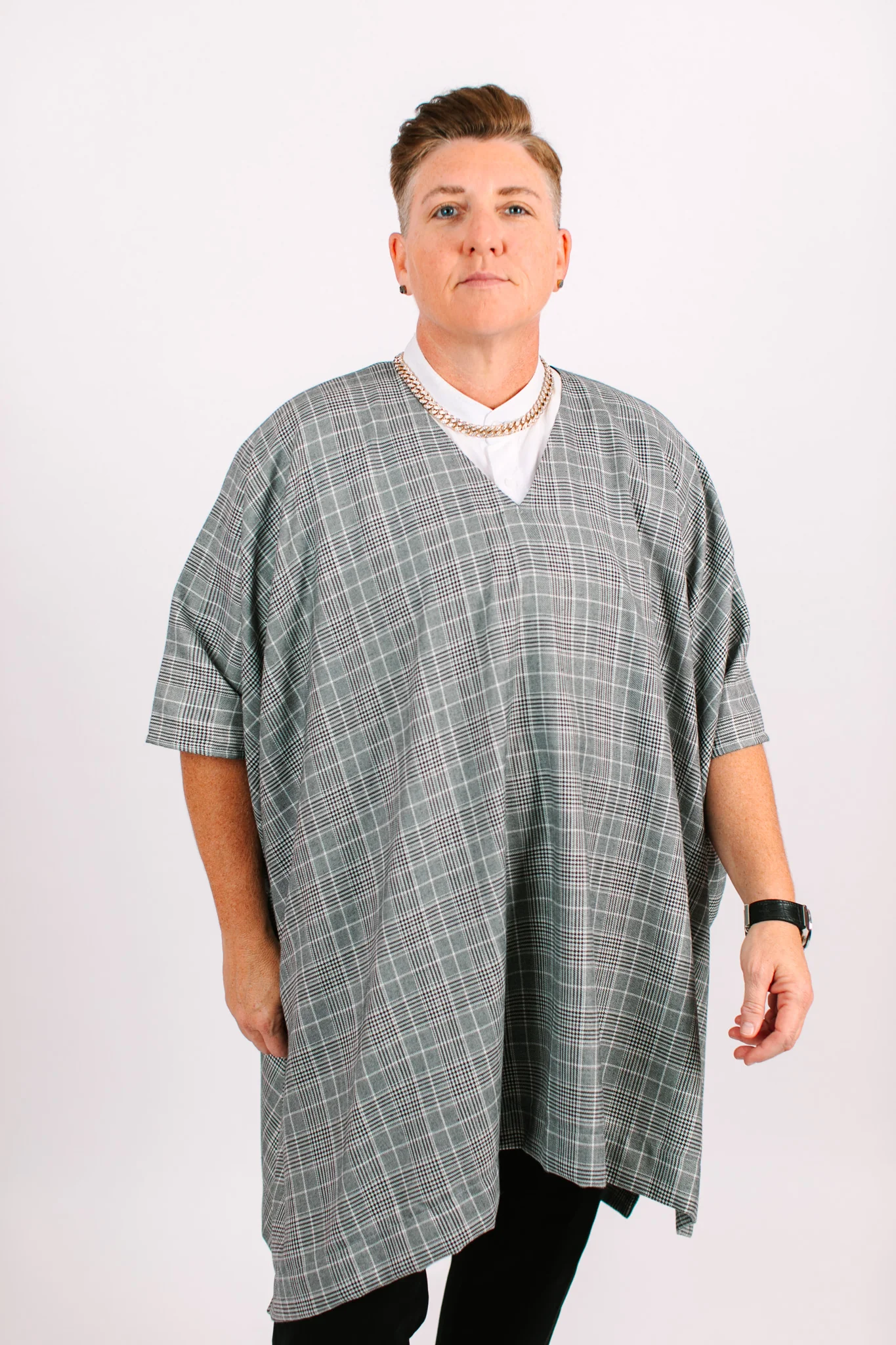 Black & White Check Short Caftan - Image 9