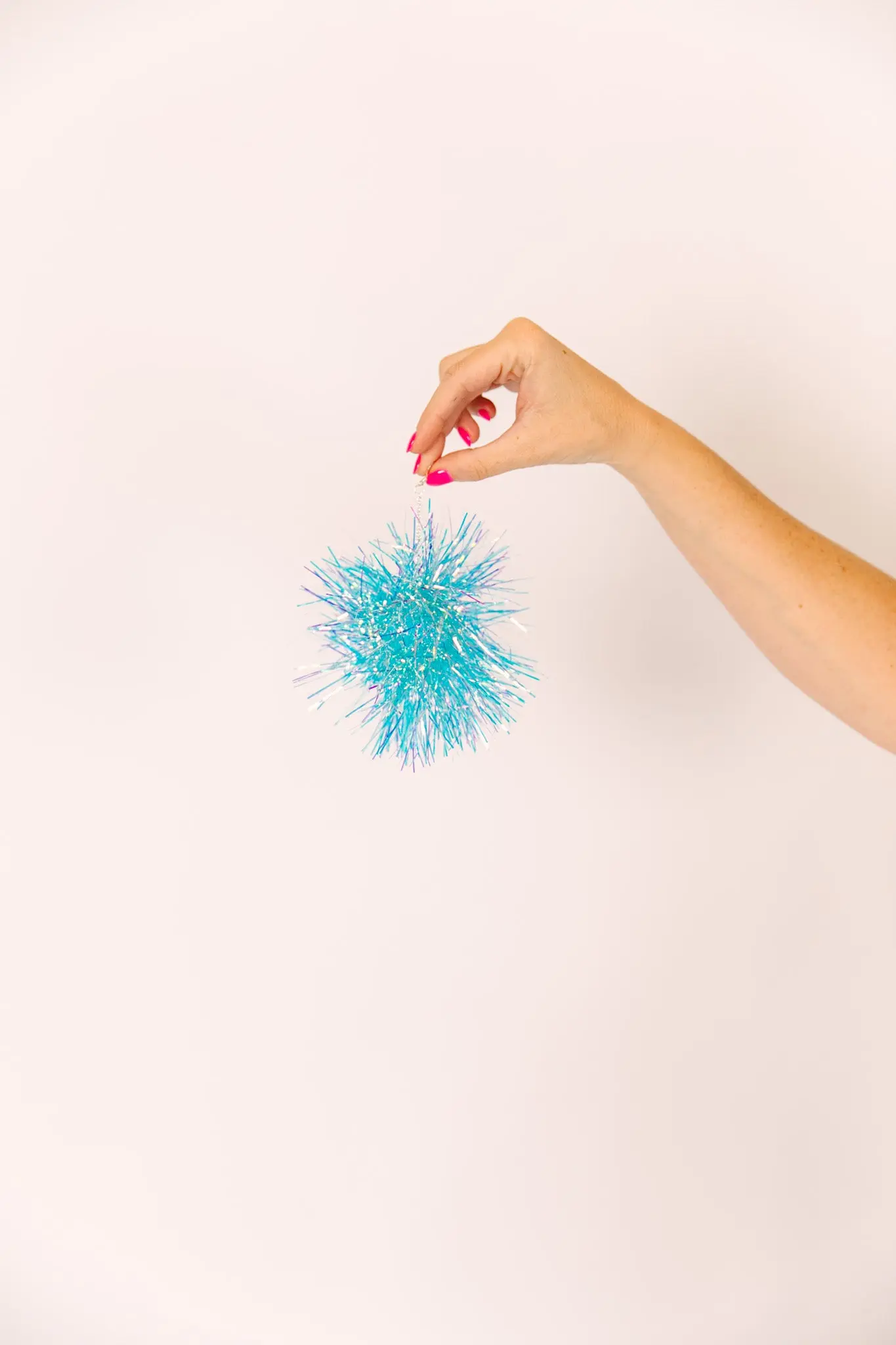 Blue Iridescent Party Pom Earrings - Image 2