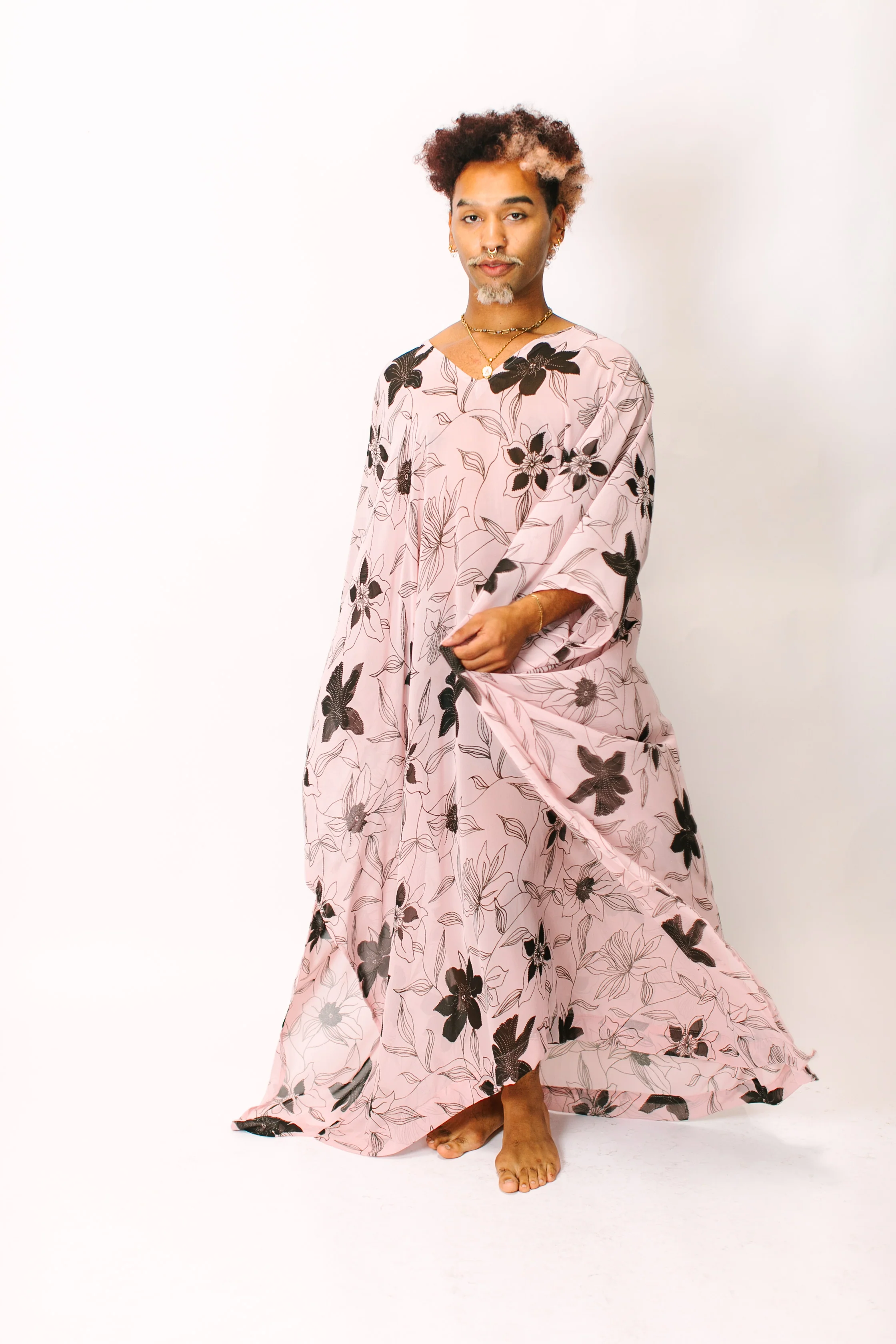 Blush Floral Sheer Long Caftan - Image 2