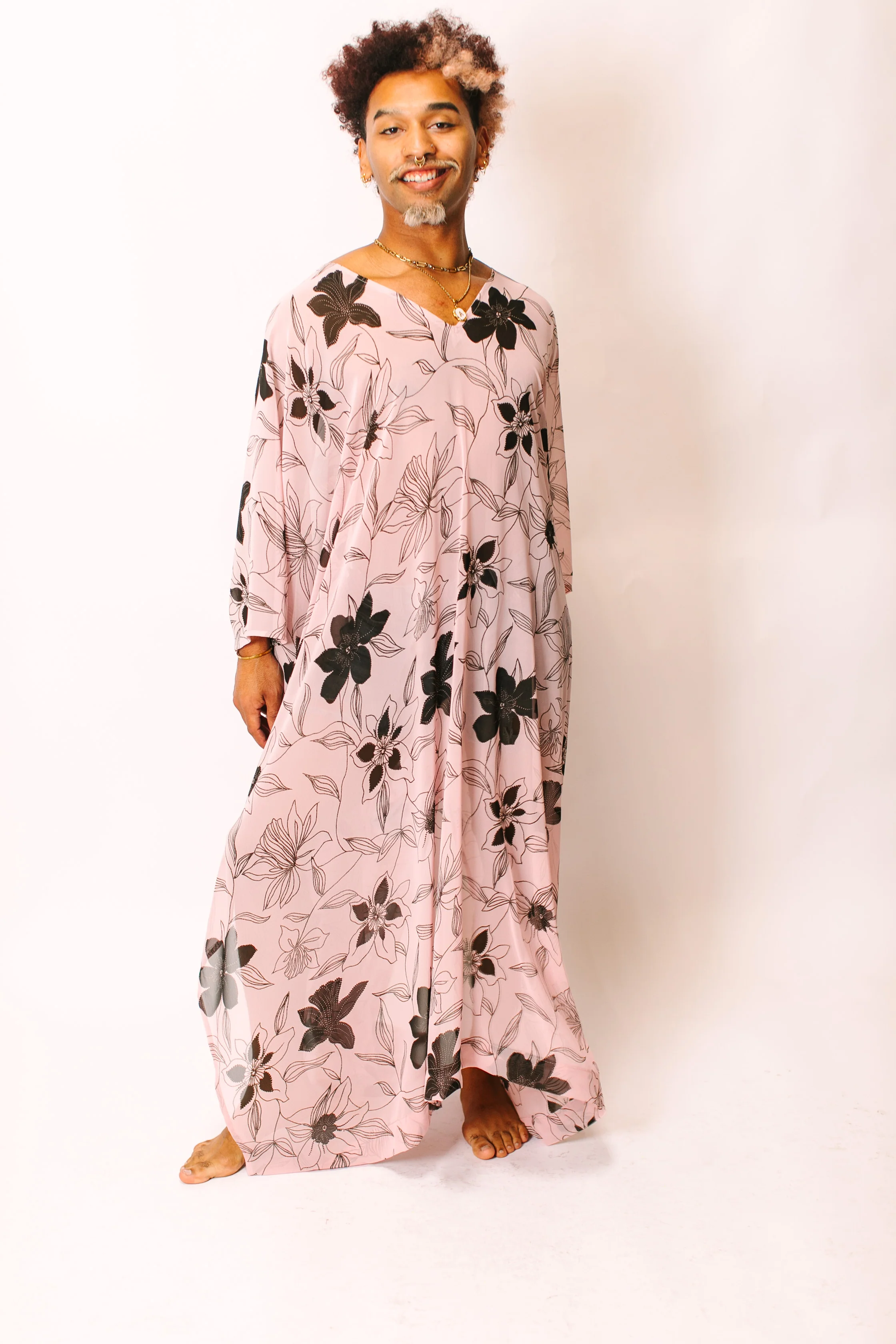 Blush Floral Sheer Long Caftan - Image 3