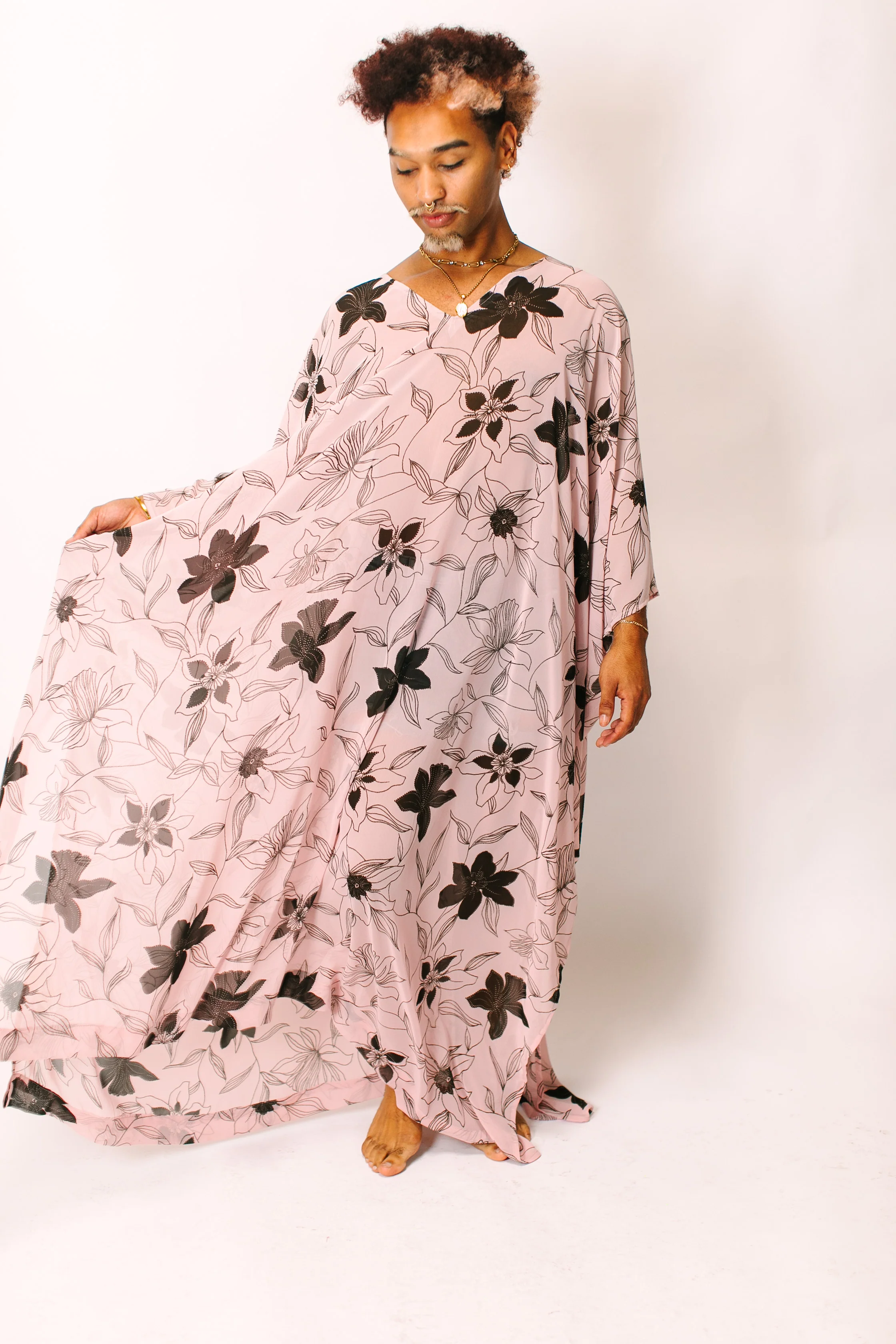 Blush Floral Sheer Long Caftan - Image 4