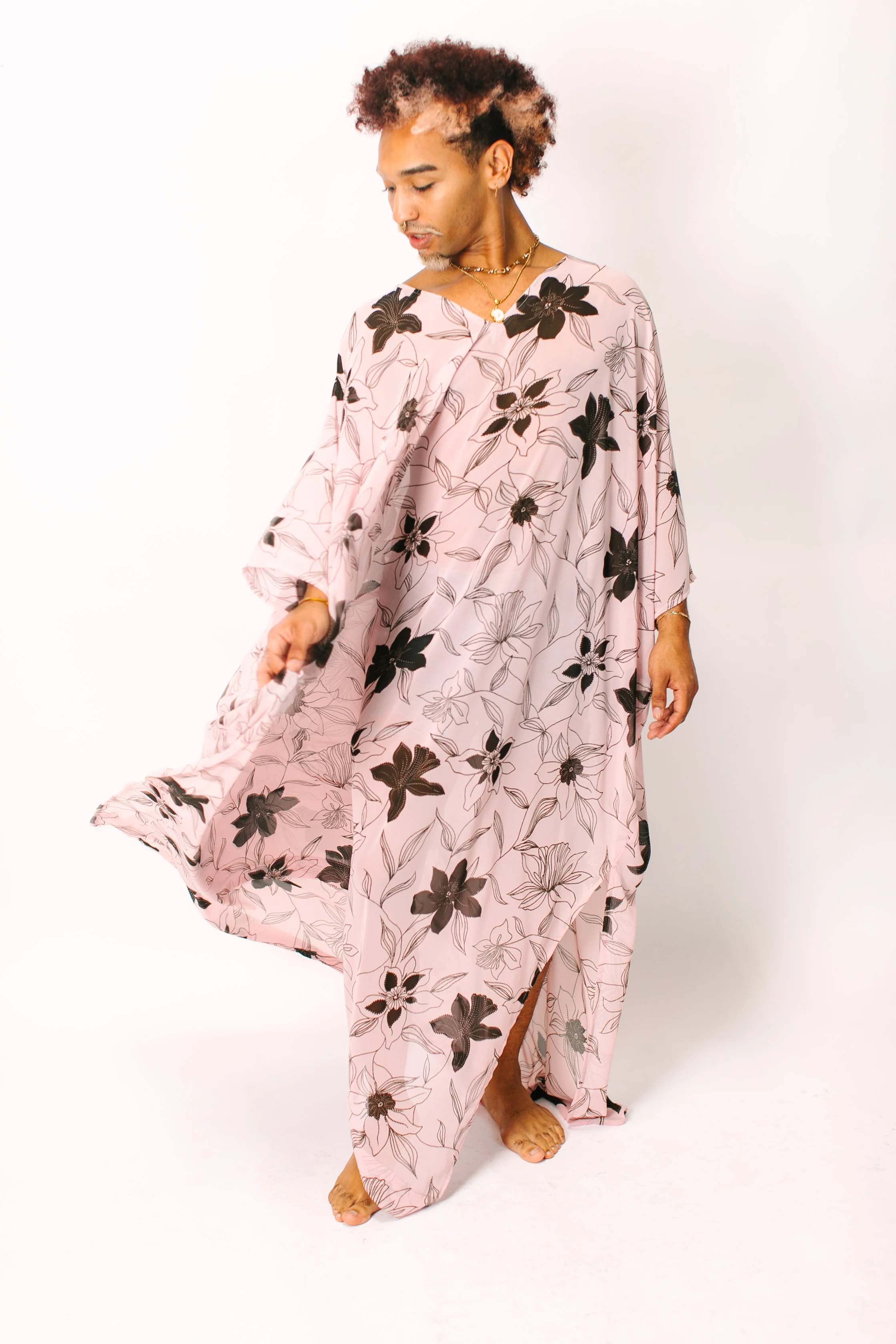 Blush Floral Sheer Long Caftan - Image 5