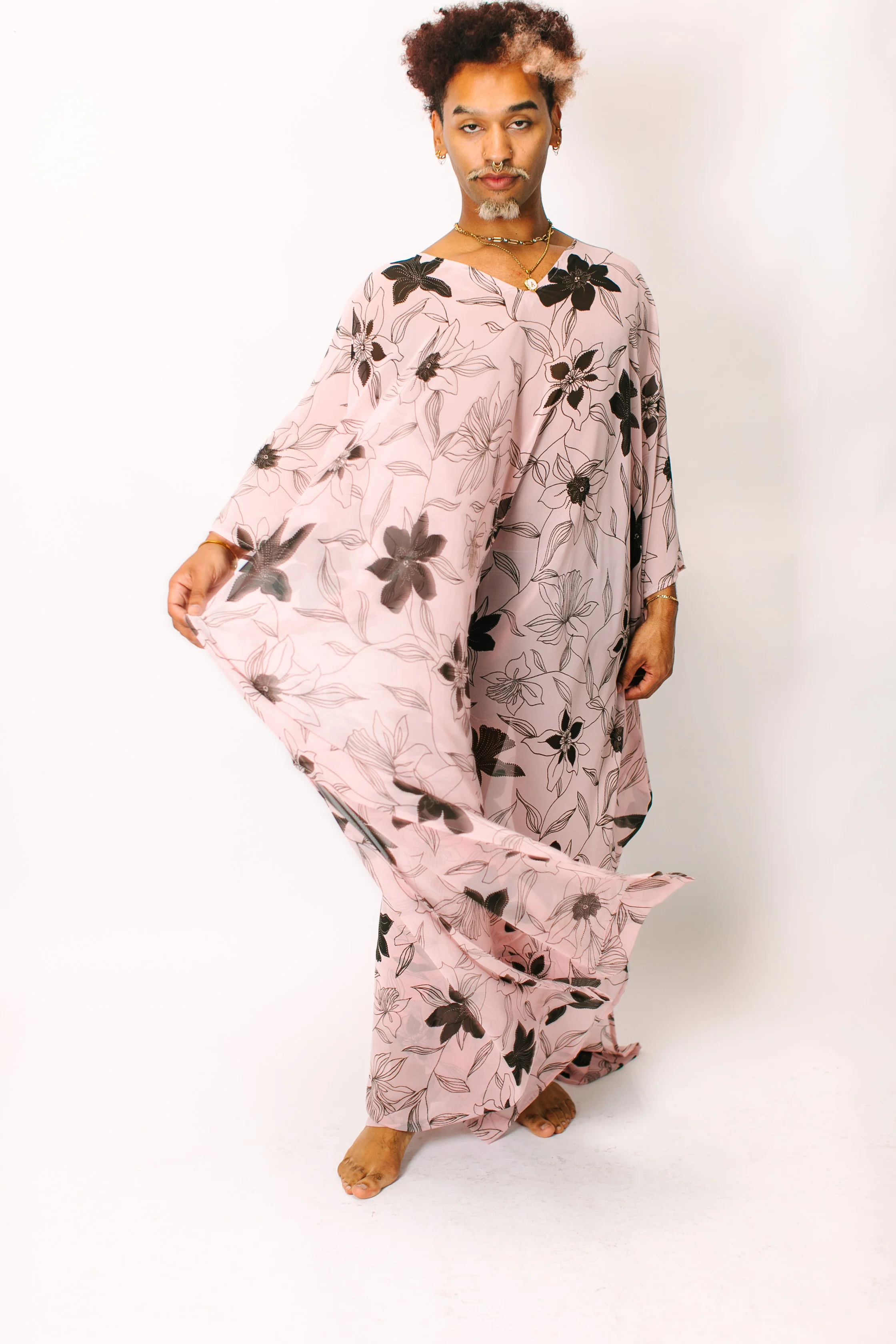 Blush Floral Sheer Long Caftan - Image 7