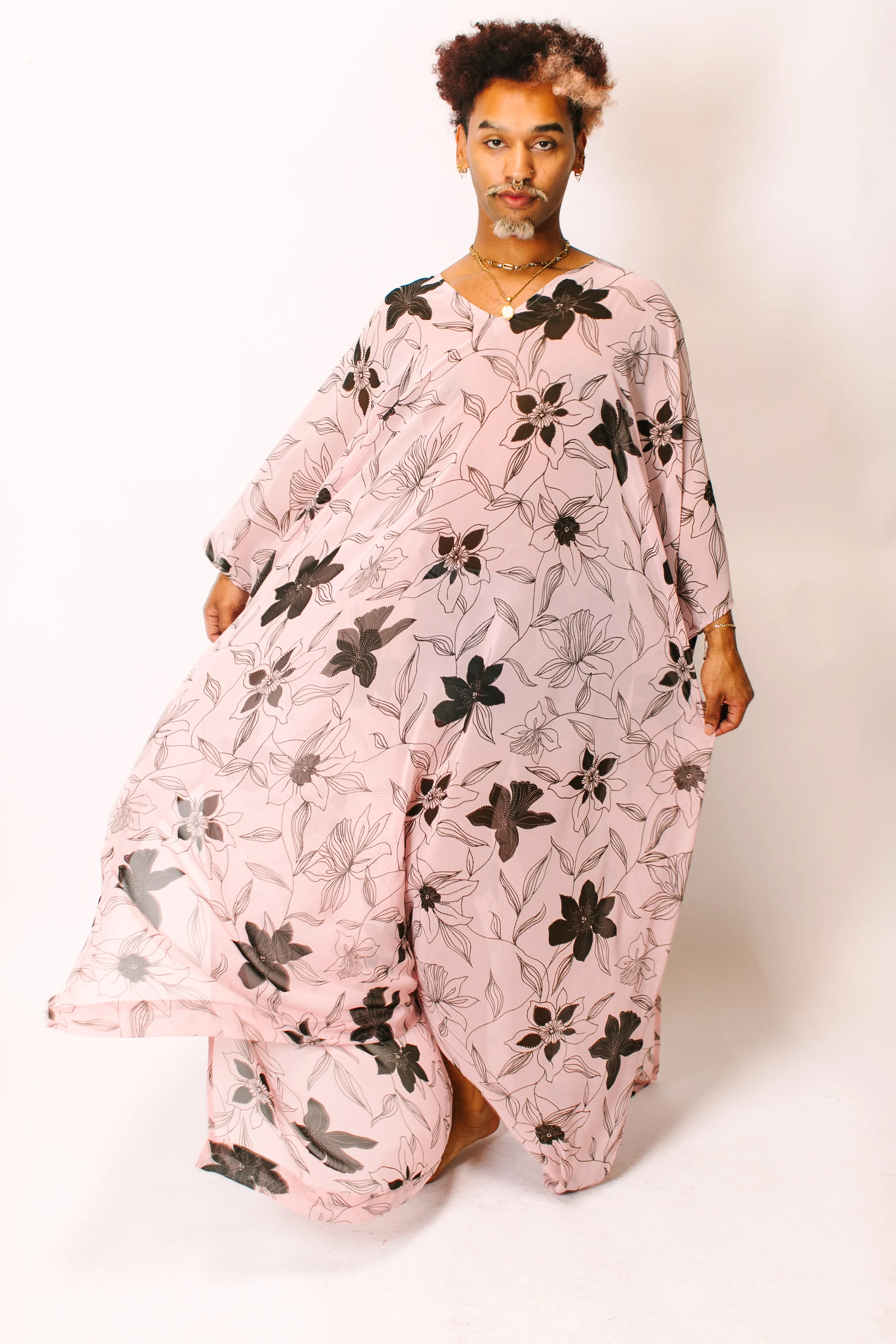 Blush Floral Sheer Long Caftan - Image 8