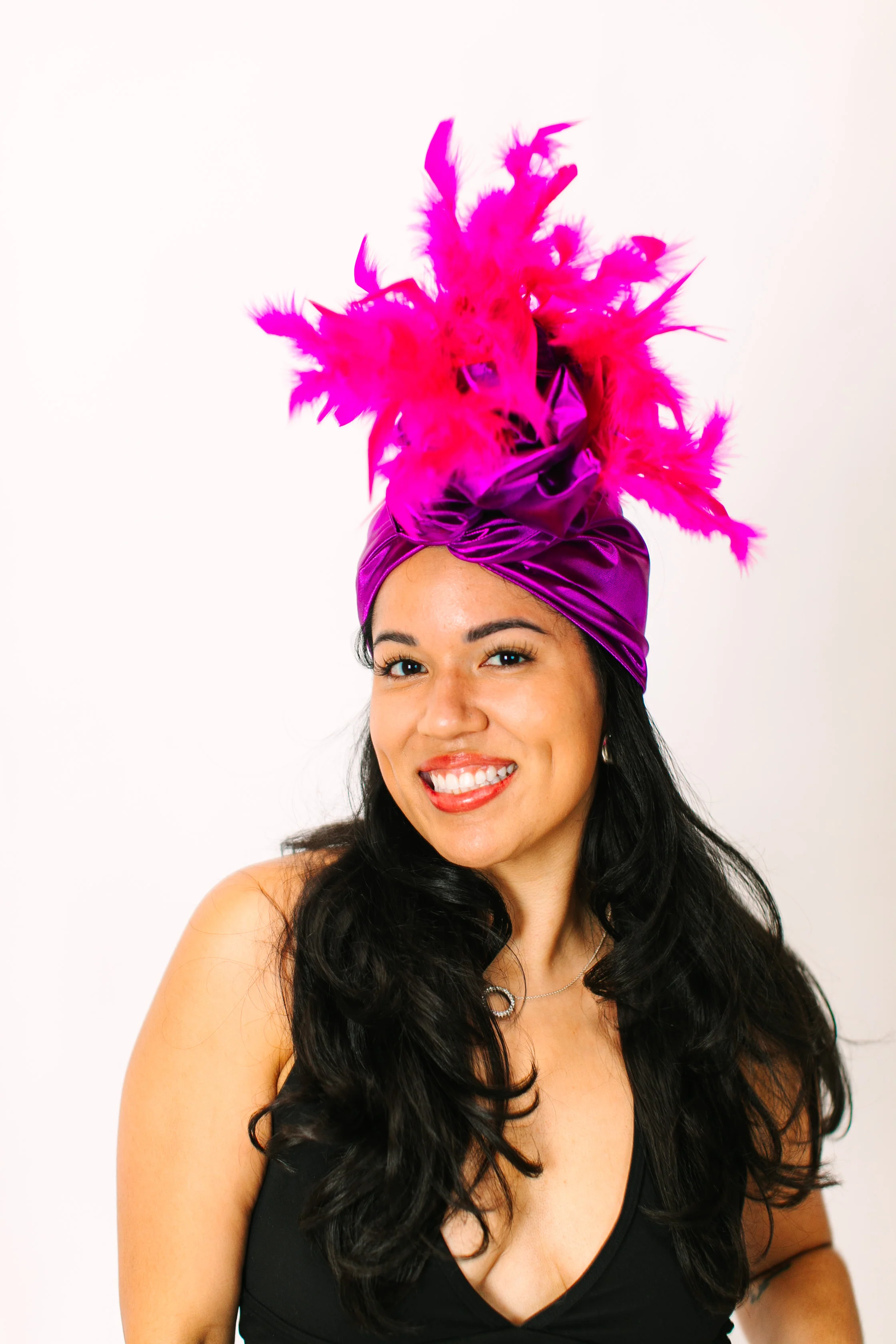 Purple Lame With Pink Short Feathers - Image 8