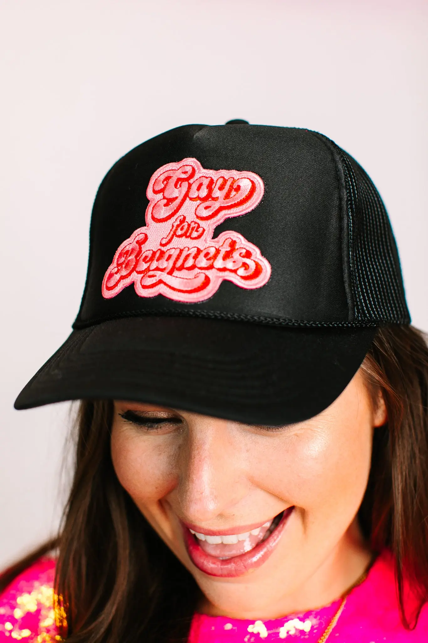 Gay For Beignets Black Trucker - Image 2
