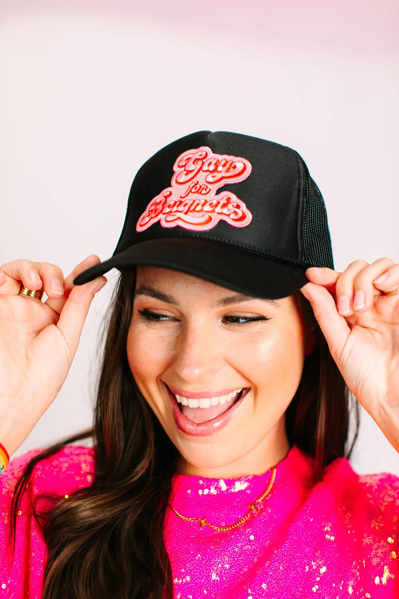 Gay For Beignets Black Trucker - Image 3