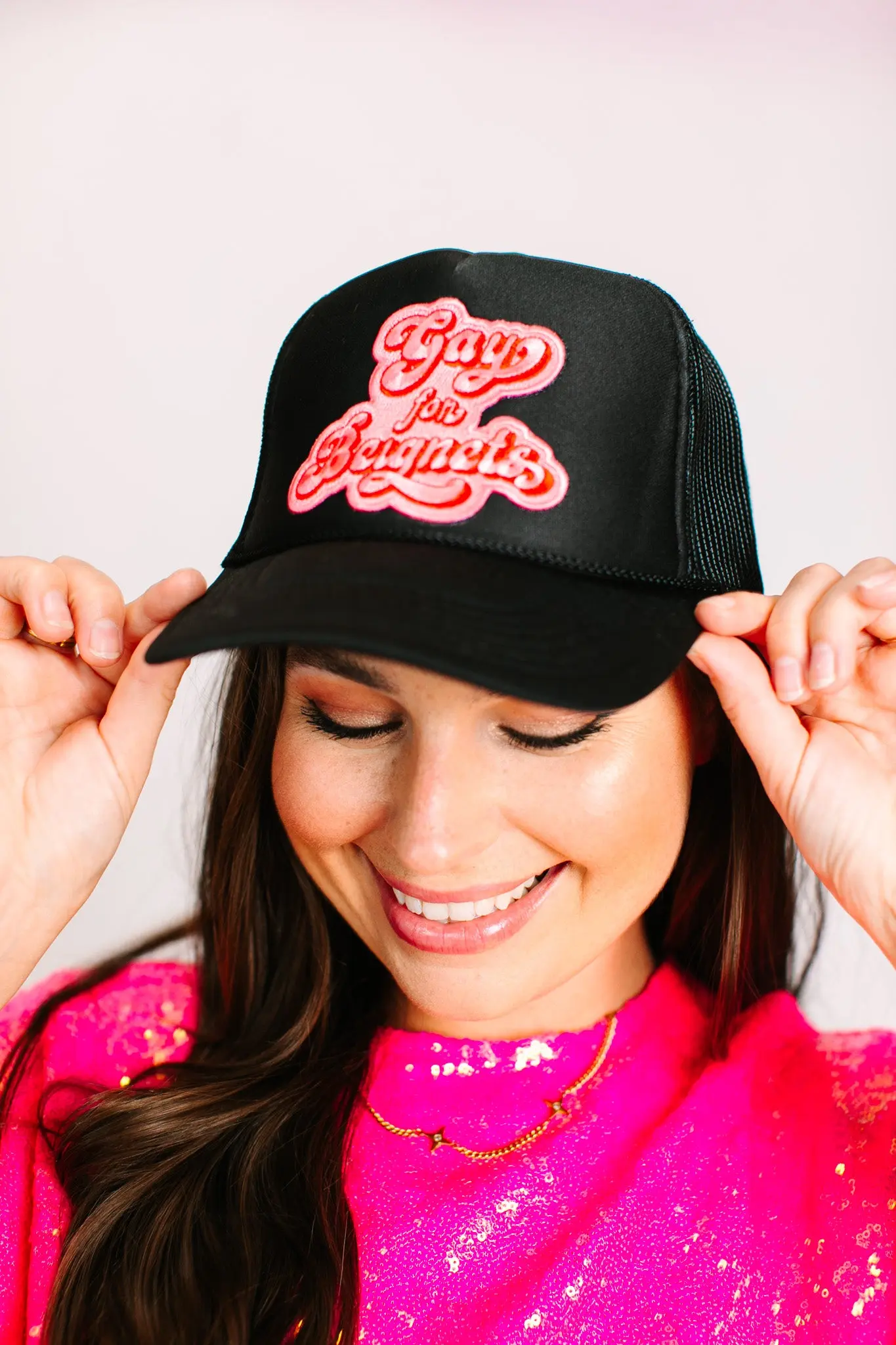 Gay For Beignets Black Trucker - Image 4