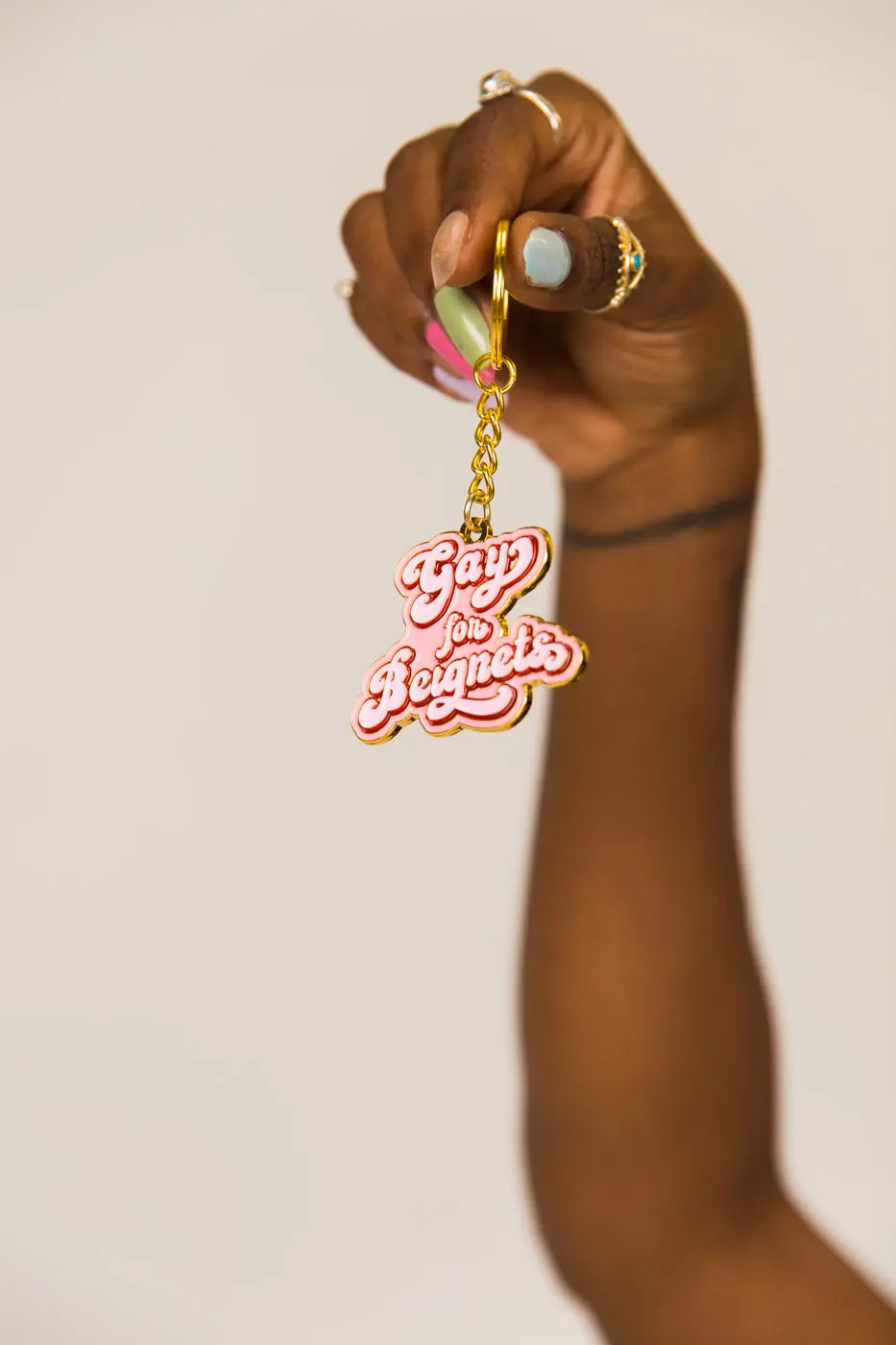 Gay for Beignets Keychain - Image 2