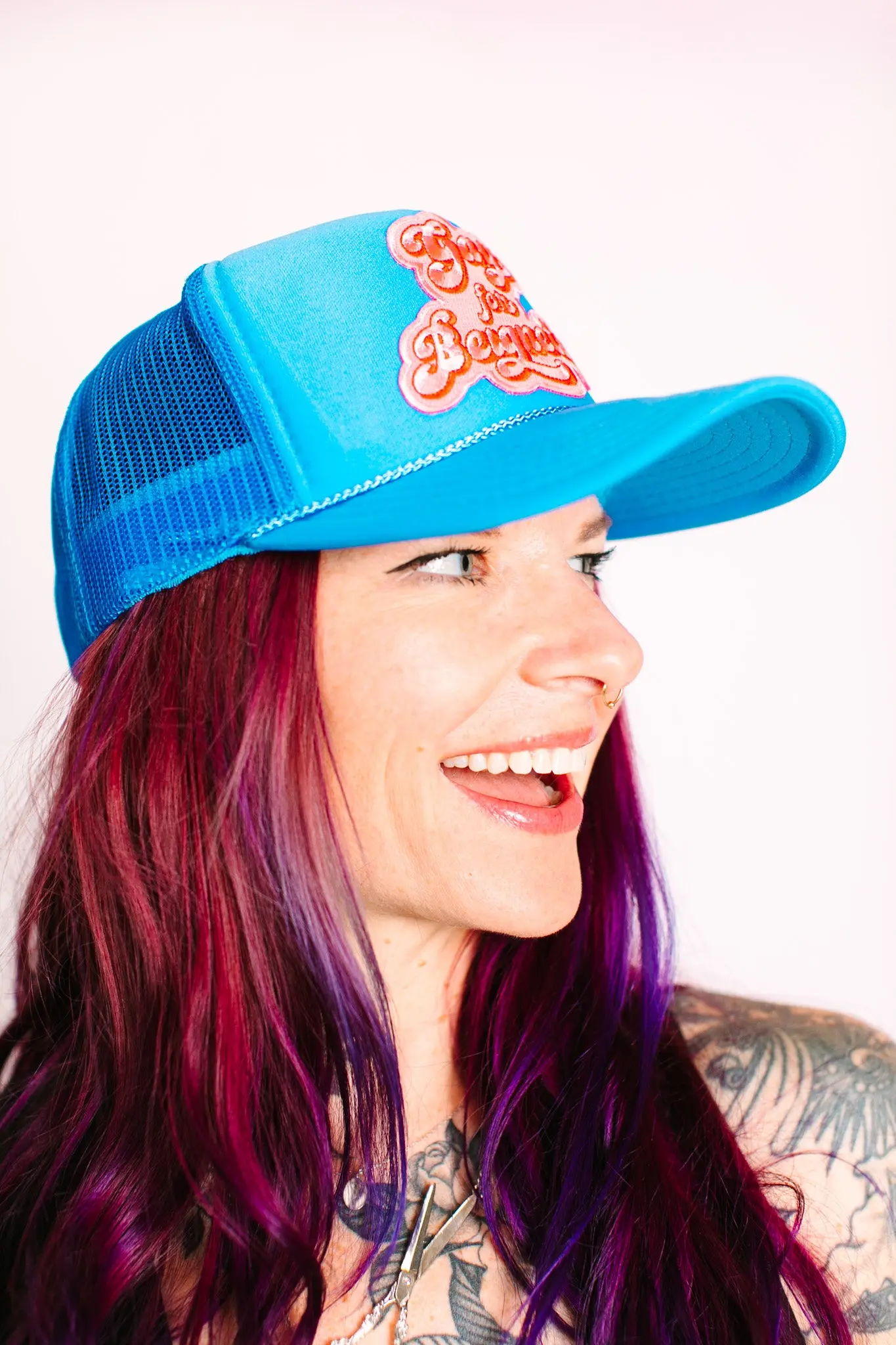 Gay For Beignets Light Blue Trucker - Image 10