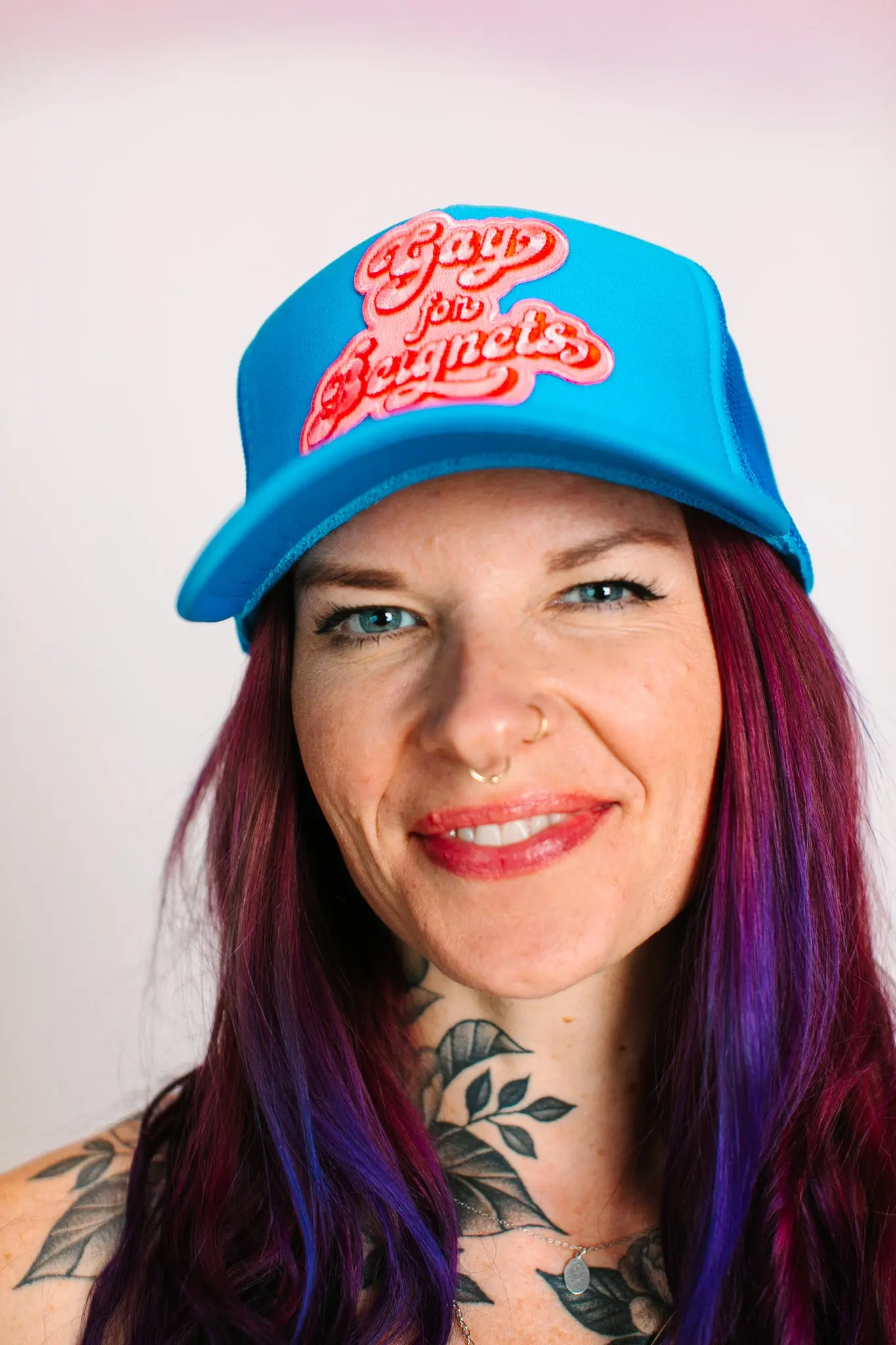 Gay For Beignets Light Blue Trucker - Image 9