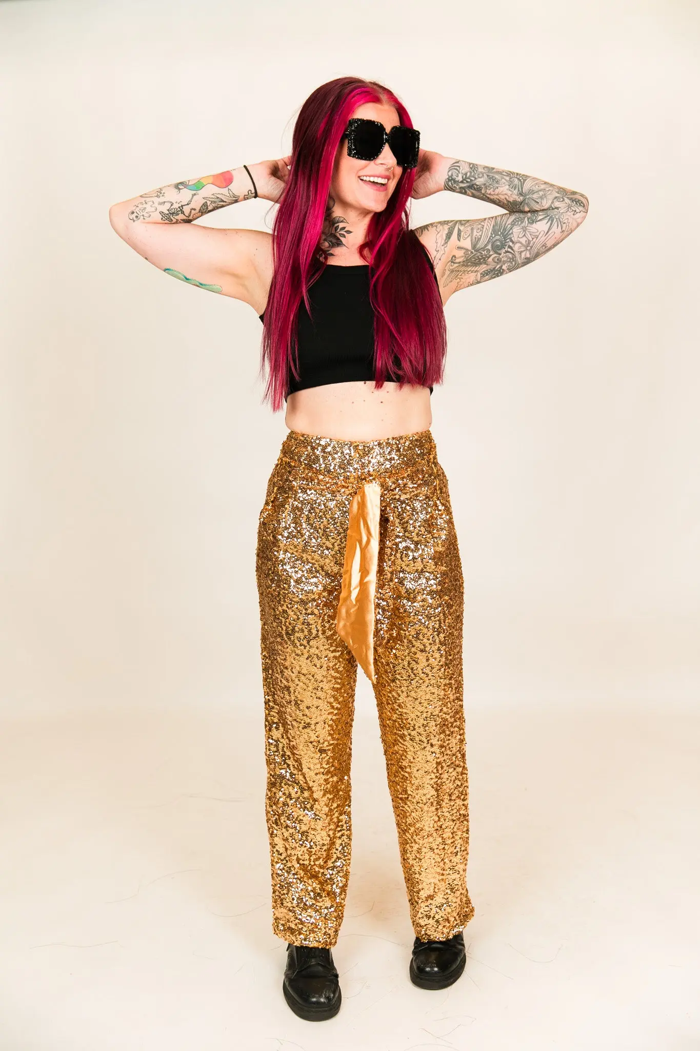 Gold High Waisted Sequin Party Pants